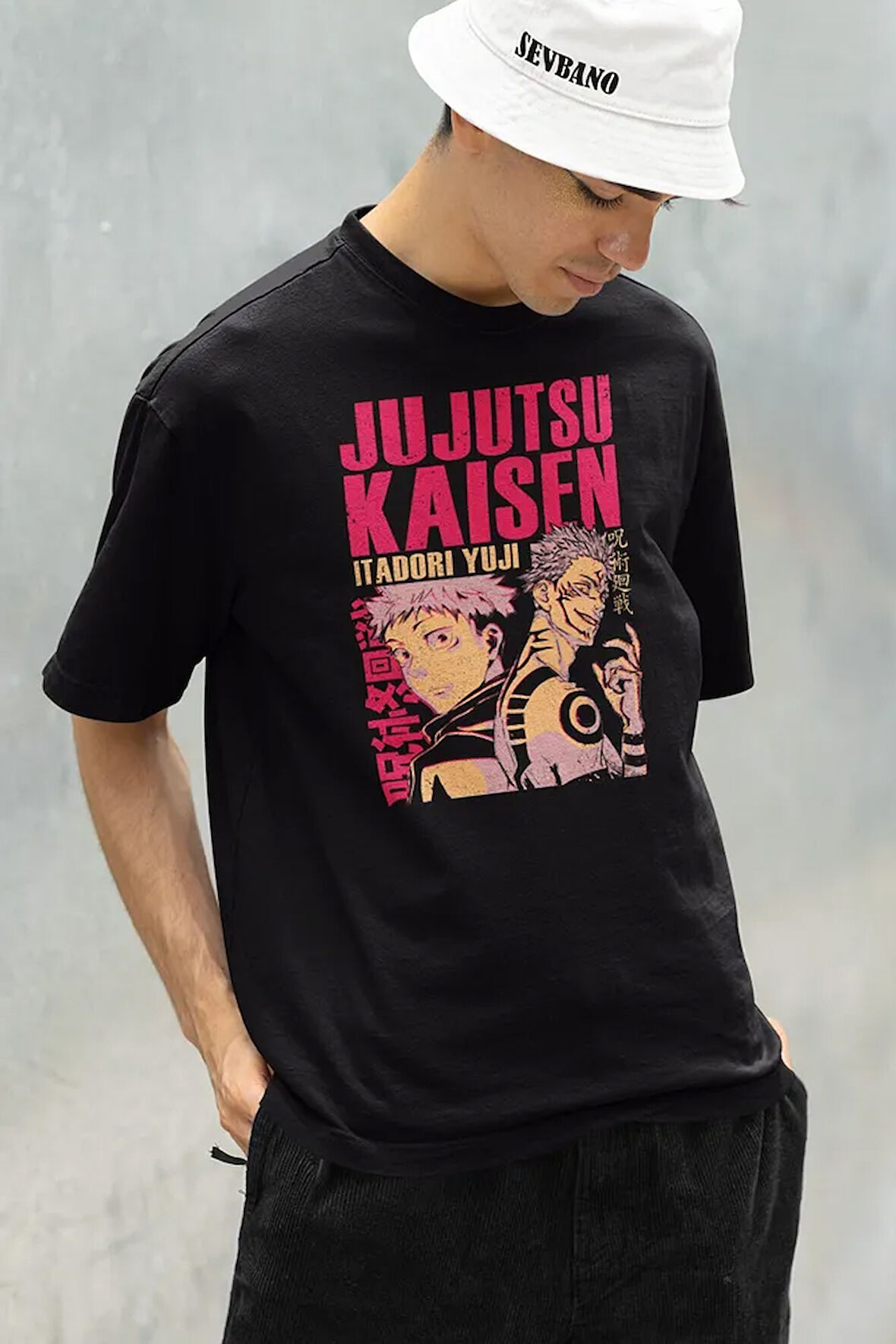 Anime Karakter Jujutsu Kaisen Itadori Yuji Baskılı Unisex Oversize Tişört