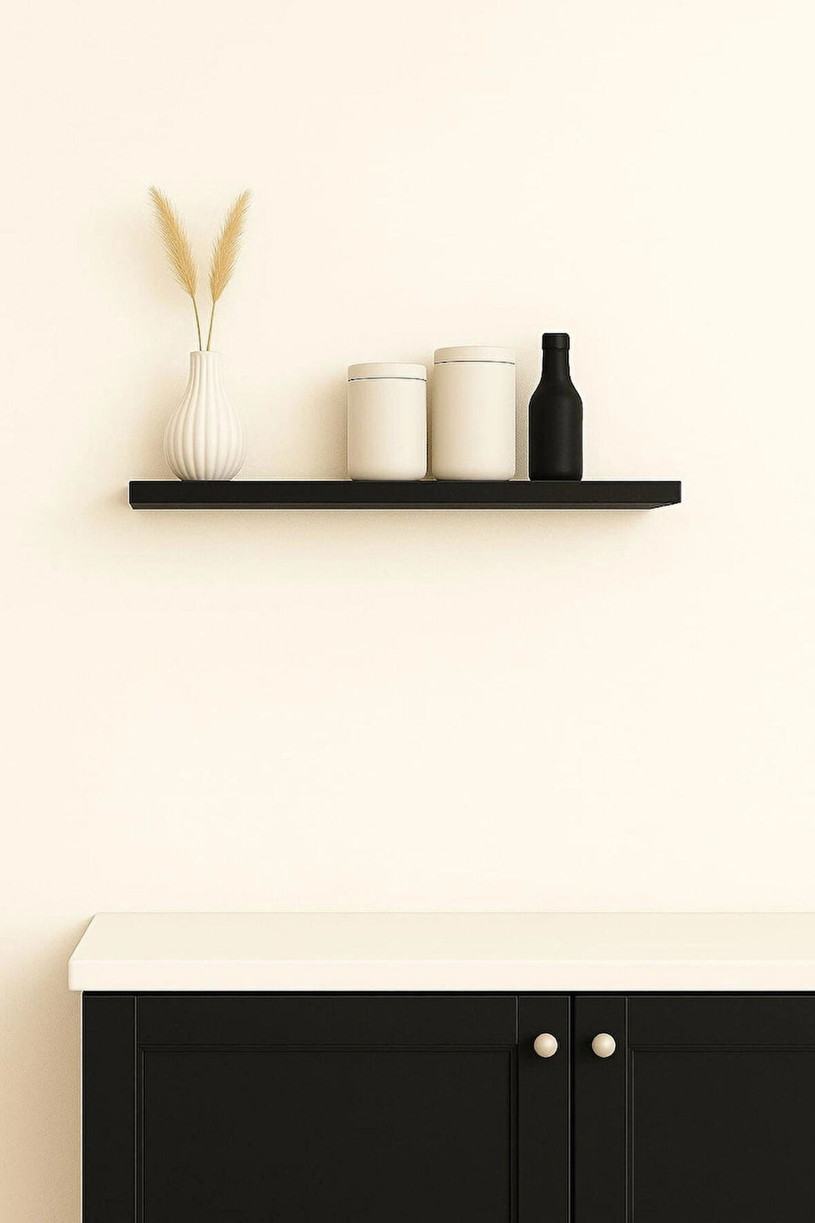 40 cm Mat Siyah Mdf Uçan Duvar Rafı Gizli Bağlantı Kitaplık Ahşap 