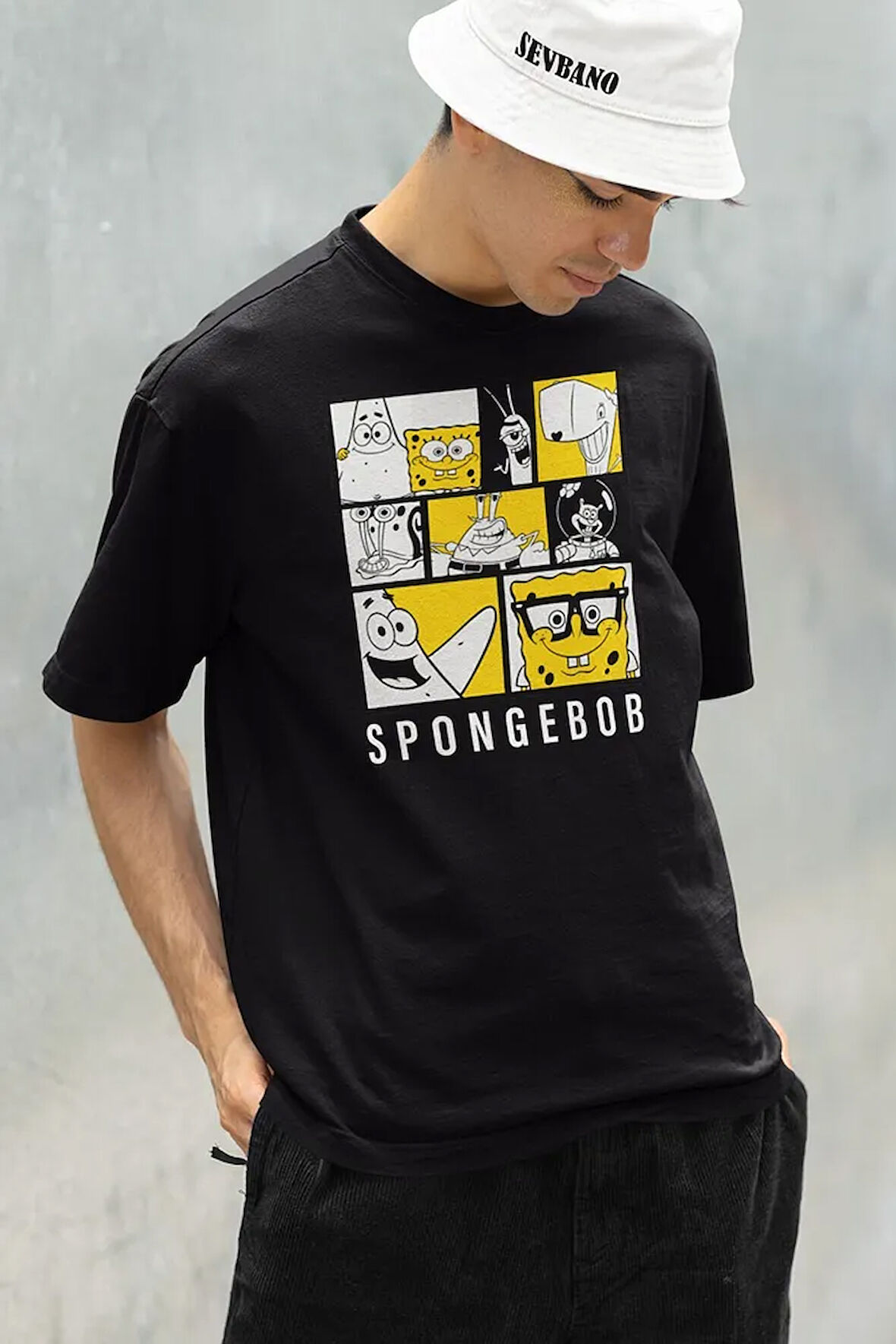 SüngerBob Çizgi Film Baskılı Unisex Tişört, Oversize Spongebob Tişört
