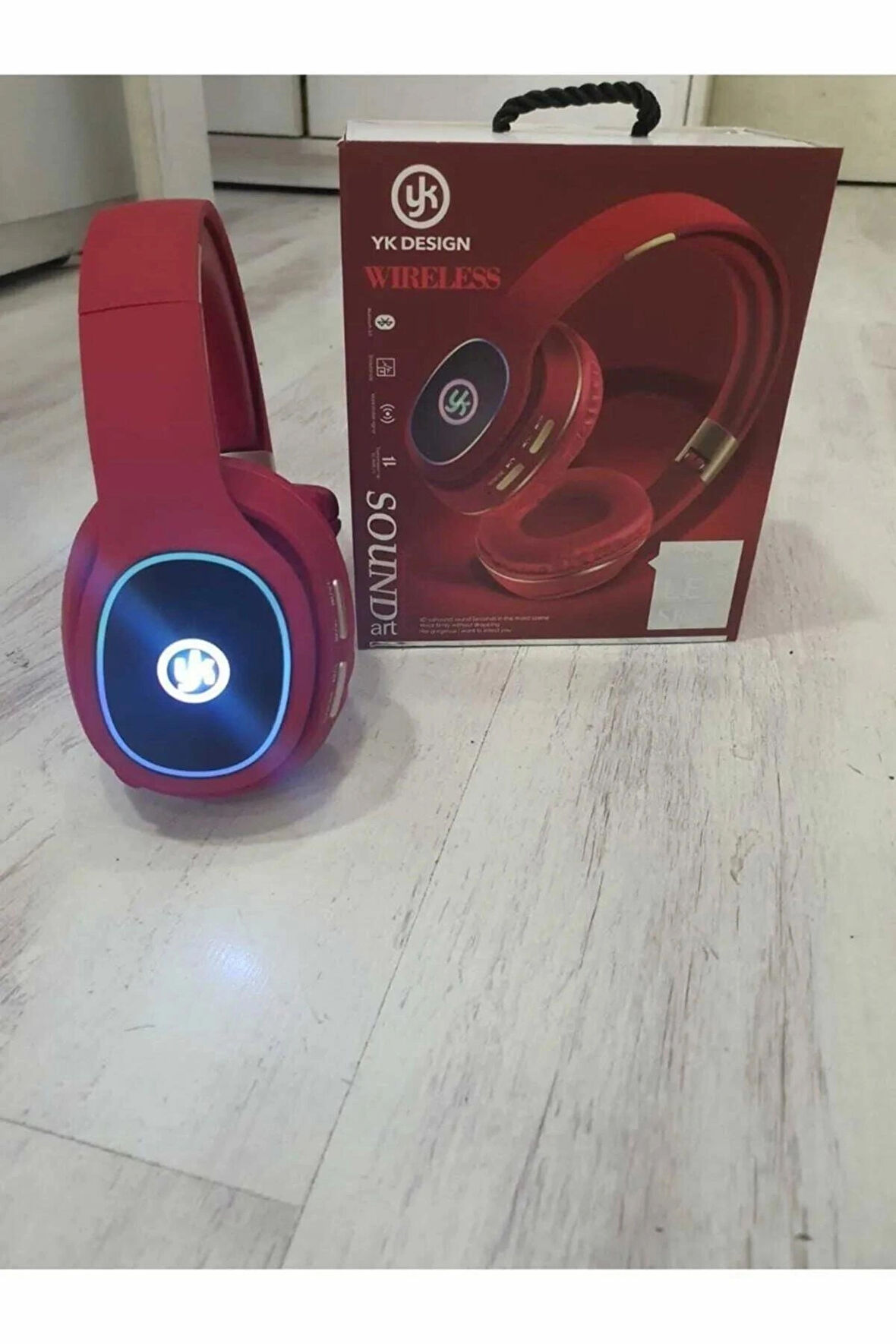 Kırmızı Yk Desıng Led Işıklı Bluetooth Kulaklık Kafaüstü