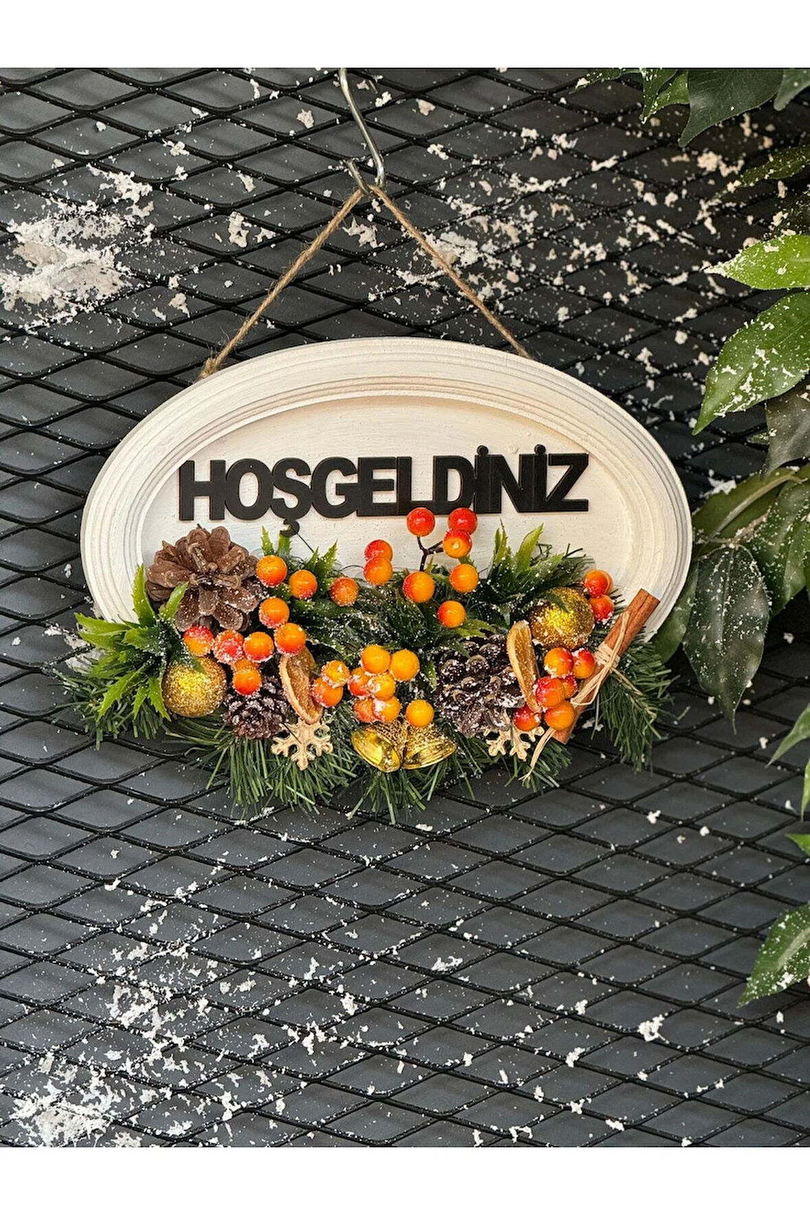 Yılbaşı Konsept Ahşap Kapı Süsü No:4