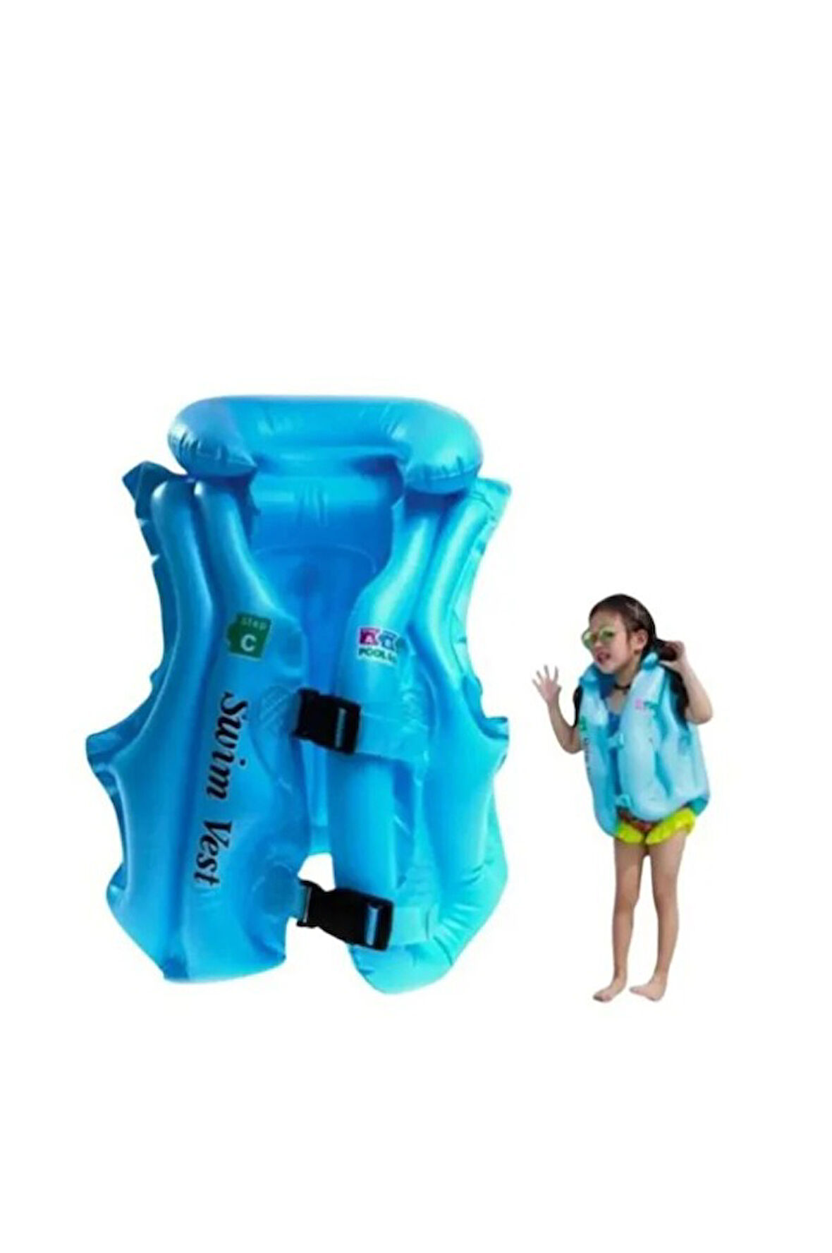 Abc 2-7 Yaş Çocuklar Için Şişme Deniz Havuz Mavi Yelek