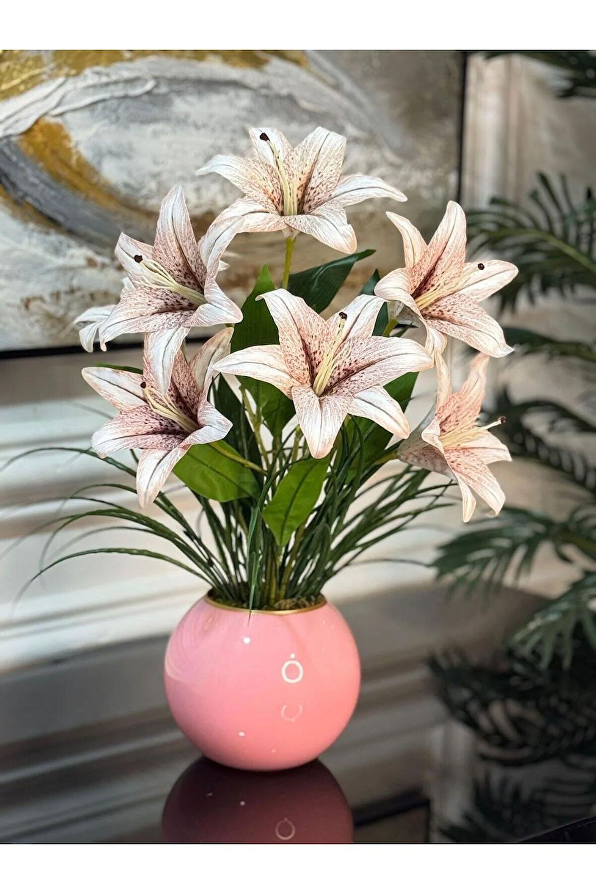 Yapay Lilyumlu Cam Vazo No:4