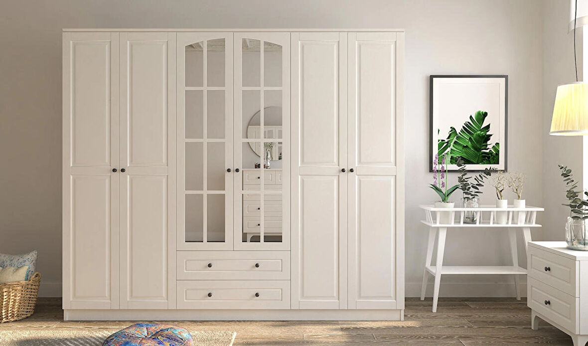 Rabi Mobilya Beyza Country 6 Kapaklı 2 Çekmeceli Gardırop 