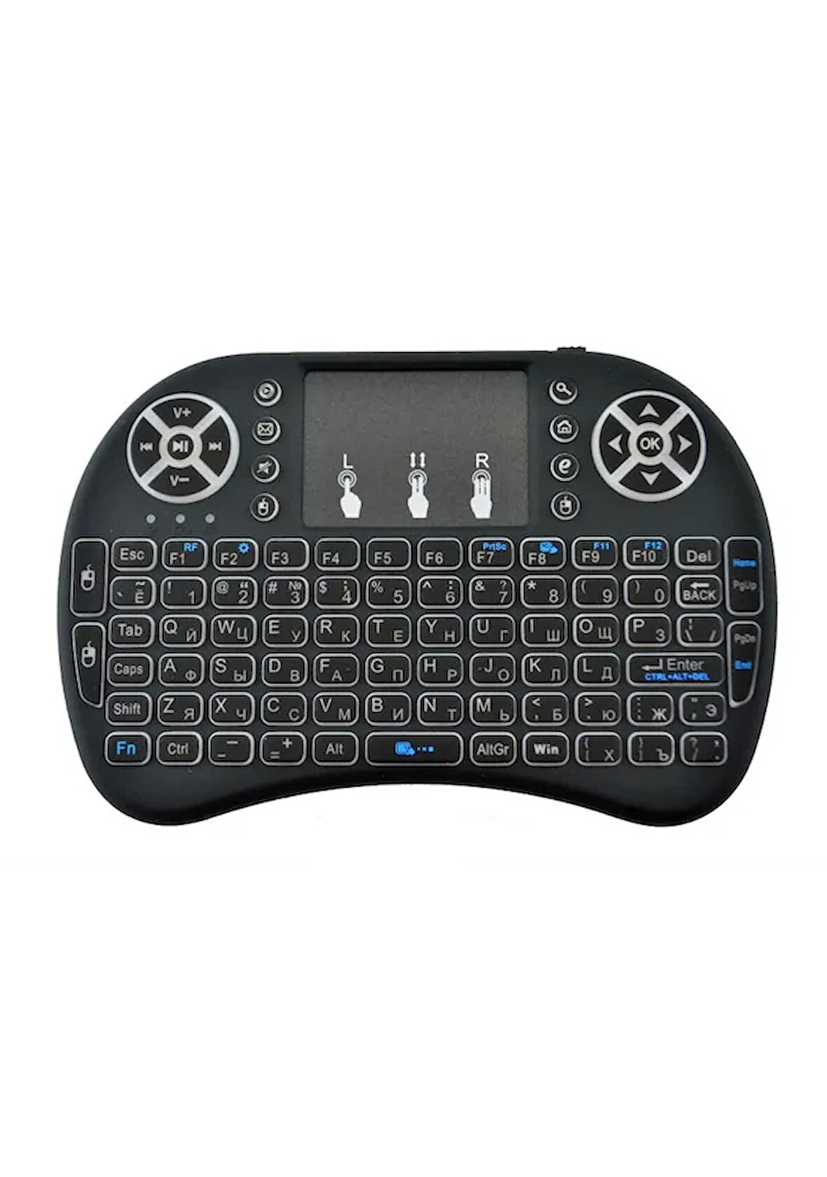 Tv Box Ps3 Uyumlu Kablosuz Dokunmatik Işıklı Şarjlı Touchpadli Mini Q Klavye