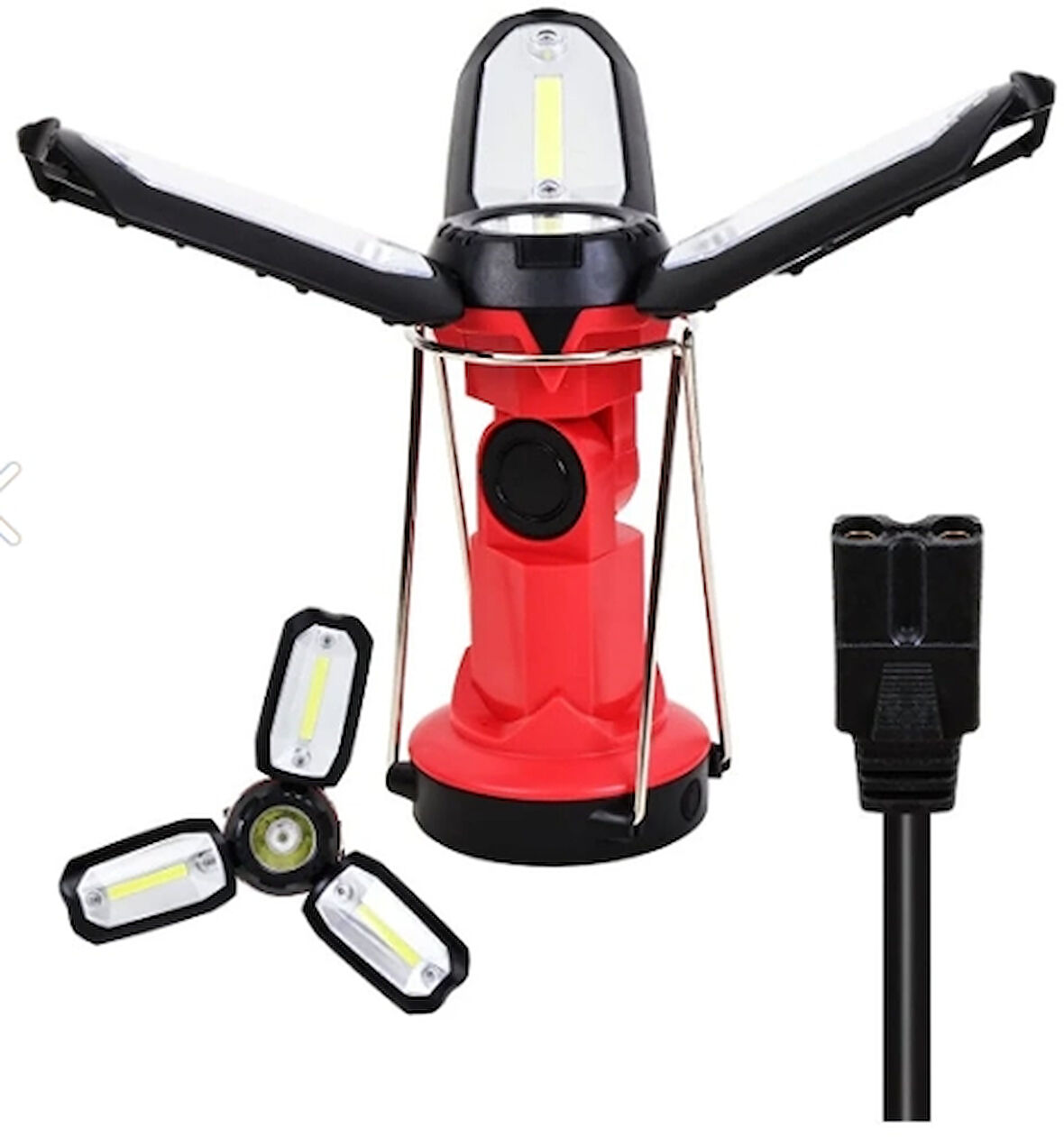 P-8801 Şarjlı Katlanabilir 3Xcob Led+ 3W Led Çok Fonksiyonlu Kamp Feneri