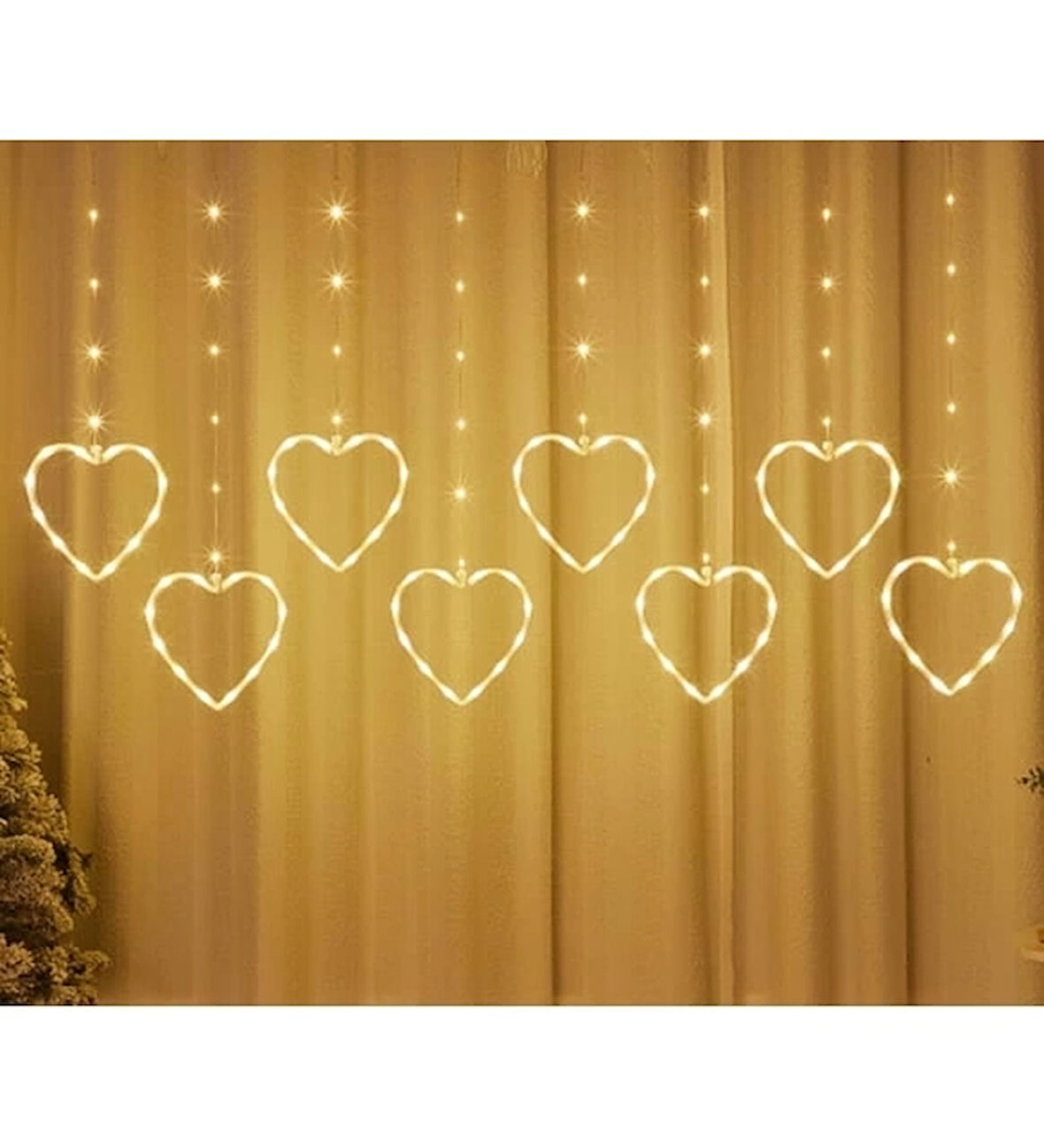 Kalpli Perde Led Işıklar, Sevgililer Günü Romantik Led Aydınlatma