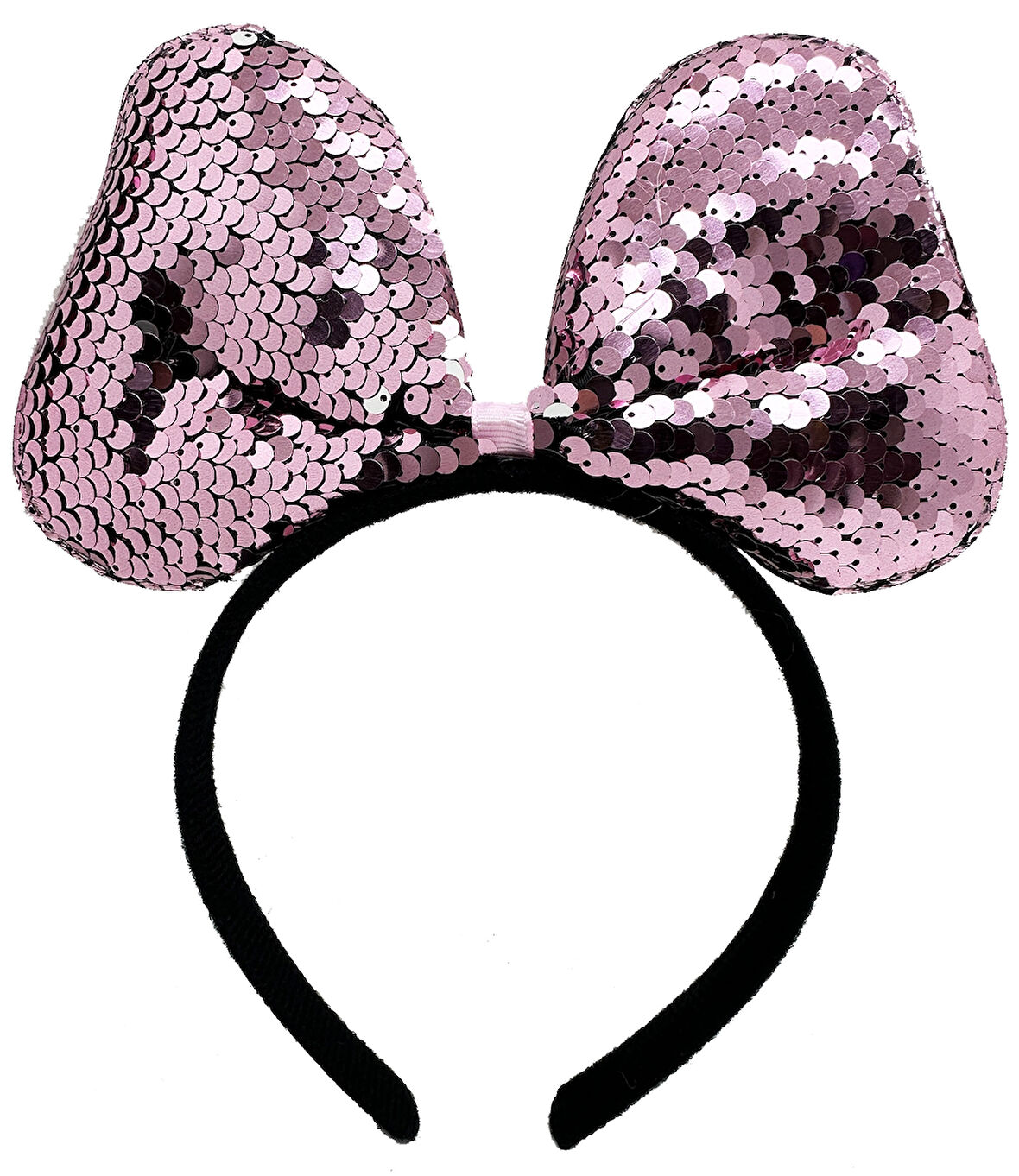 Renk Değiştiren Pullu Payetli Fiyonk Parti Tacı Pembe Gümüş Renk 20X16 Cm