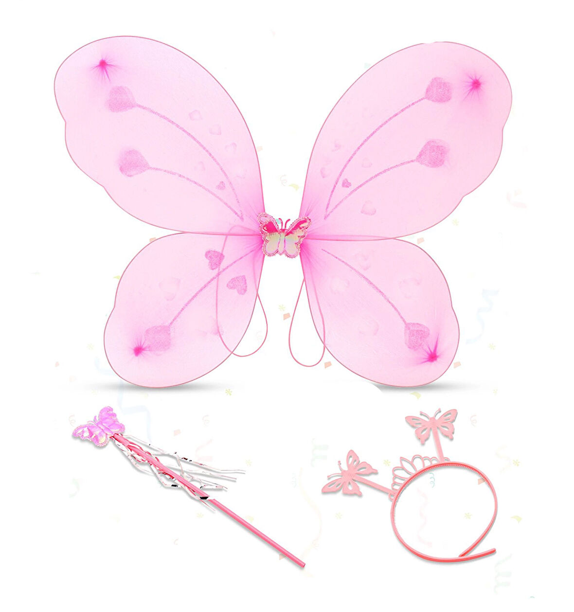 Pembe Kız Seti – 50 Cm Kanadı, Taç Ve Asa