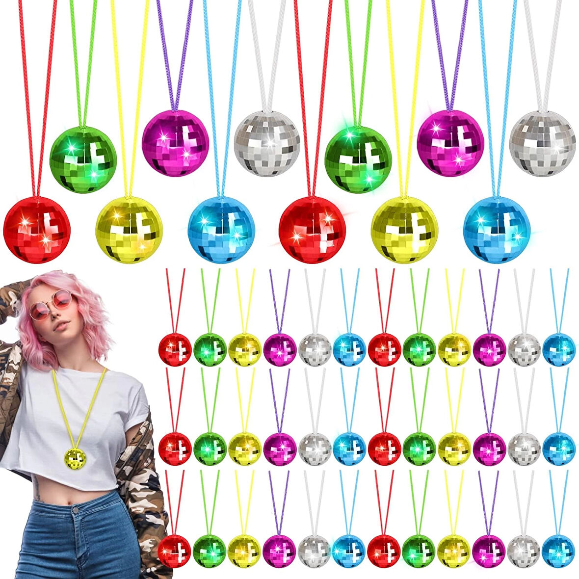 7039Ler 8039Ler Ve 9039Lar Temalı Disko Topu Kolye Seti 6 Adet