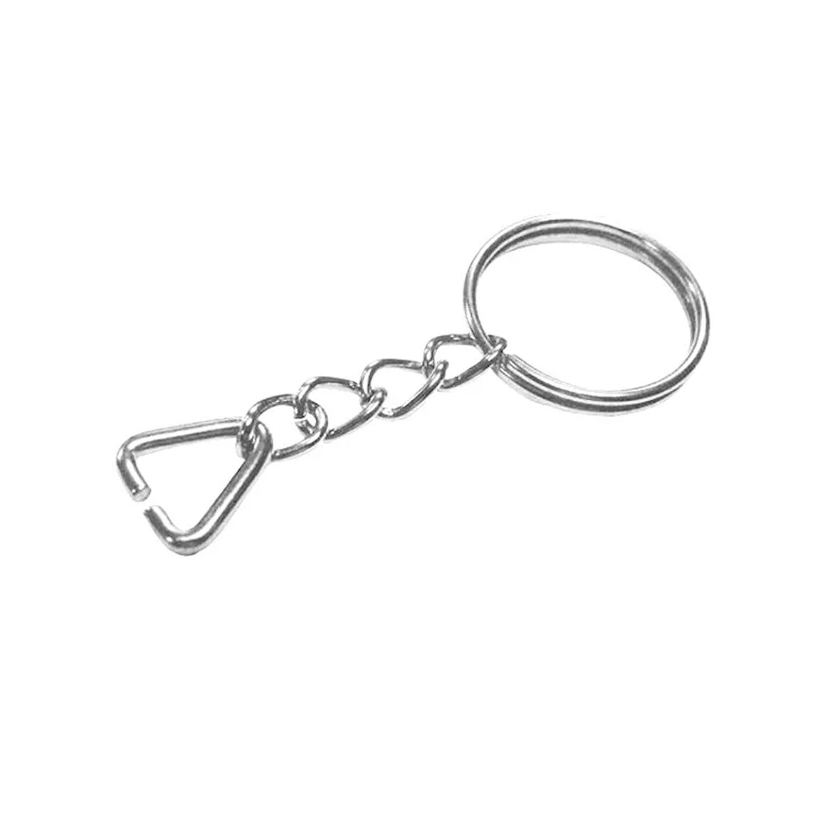 Anahtarlık Halkası, Halka + Zincir + Üçgen, 24Mm, Gümüş, Nikel, 1 Adet