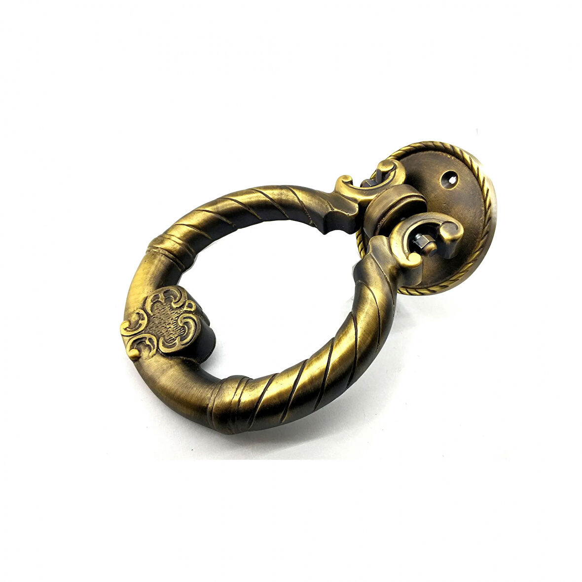 Antika Tarz Dekoratif Pirinç Saray Kapı Tokmağı, Taktak - 97Mm, Antik