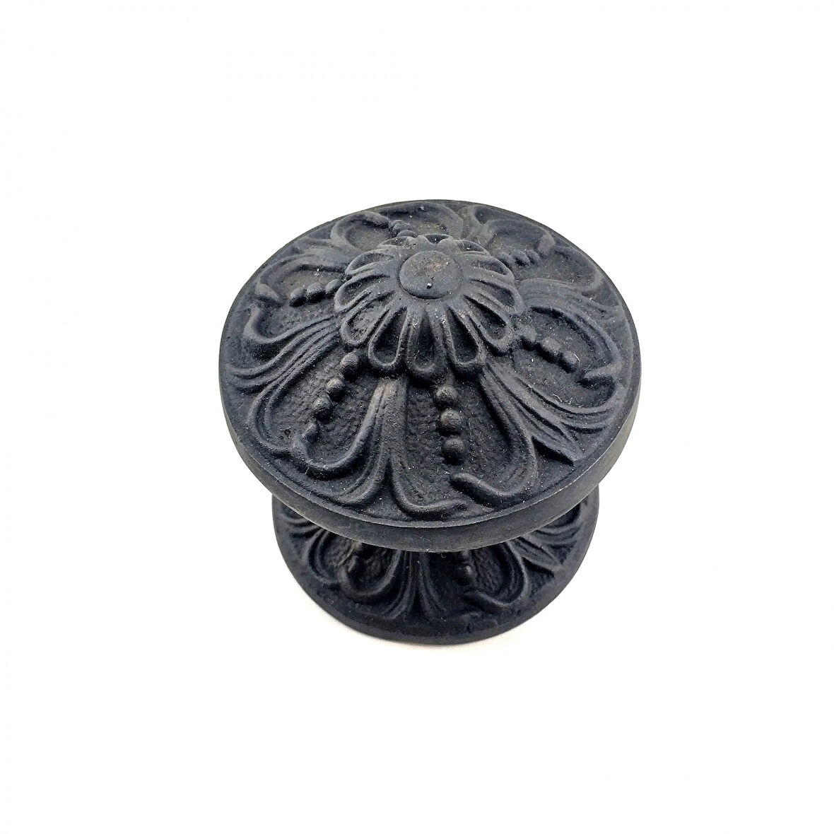 Antika Tarz Dekoratif Pirinç Çiçekli Kapı Tokmağı - 80 Mm Çap, Oksit