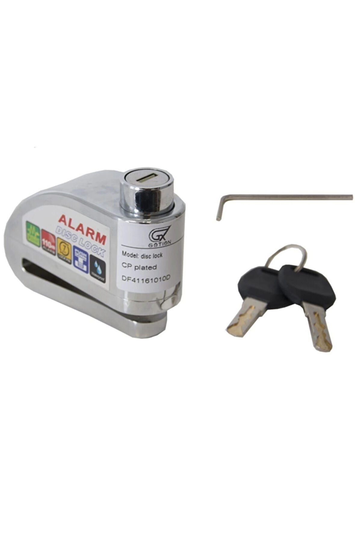 Alarmlı Motosiklet Disk Kilidi 110 Desibel Krom Bisiklet Scooter Alarmlı Disk Kilidi