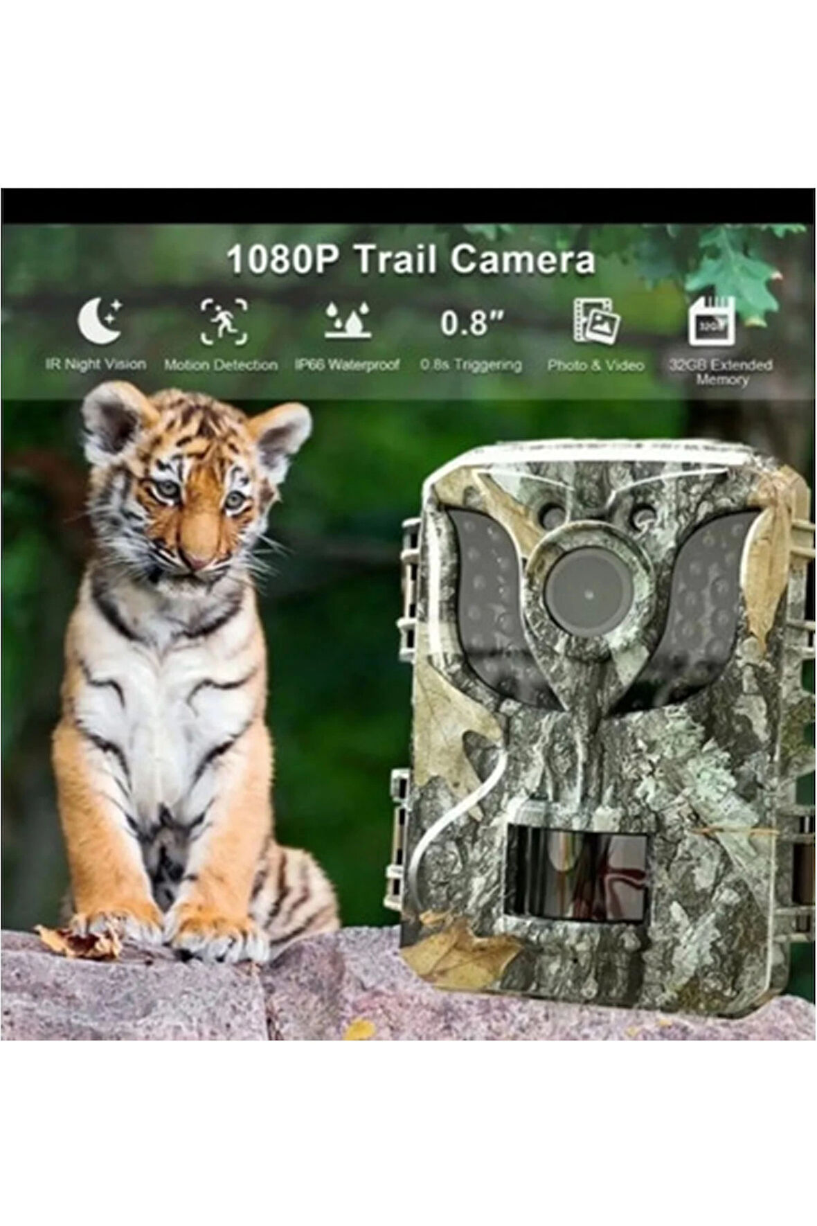 Fotokapan Kamera 16Mp Full Hd 1080P Gece Görüşlü 2 Inç Lcd Ekran Su Geçirmez