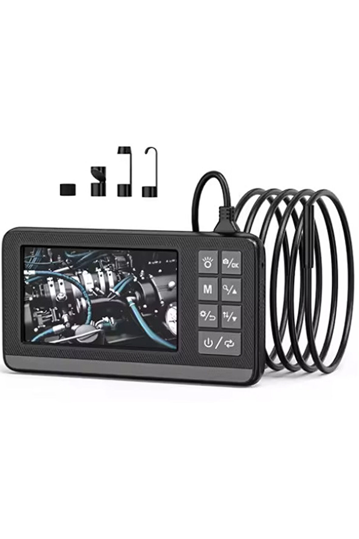 Ekranlı Çift Kameralı 5 Mt Sert Kablo Endoskop Kamera 8 Mm 4.3 Inc Hafıza Kart Destekli