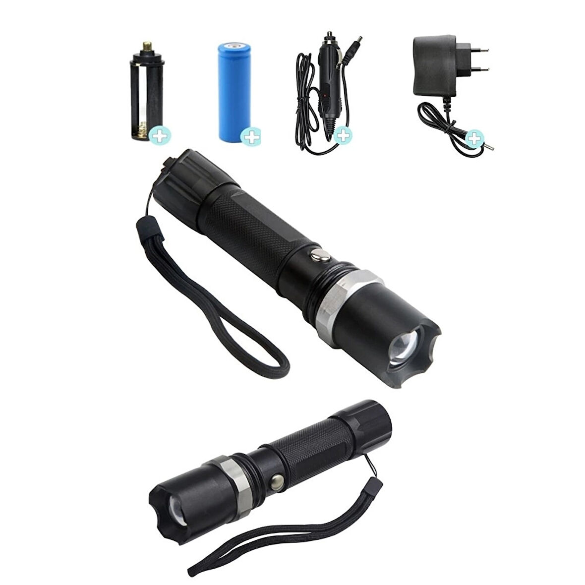 Swat Profesyonel Şarjlı El Feneri Ledli+Flashlight+Zoom Özellikli 6 Parça Full Set