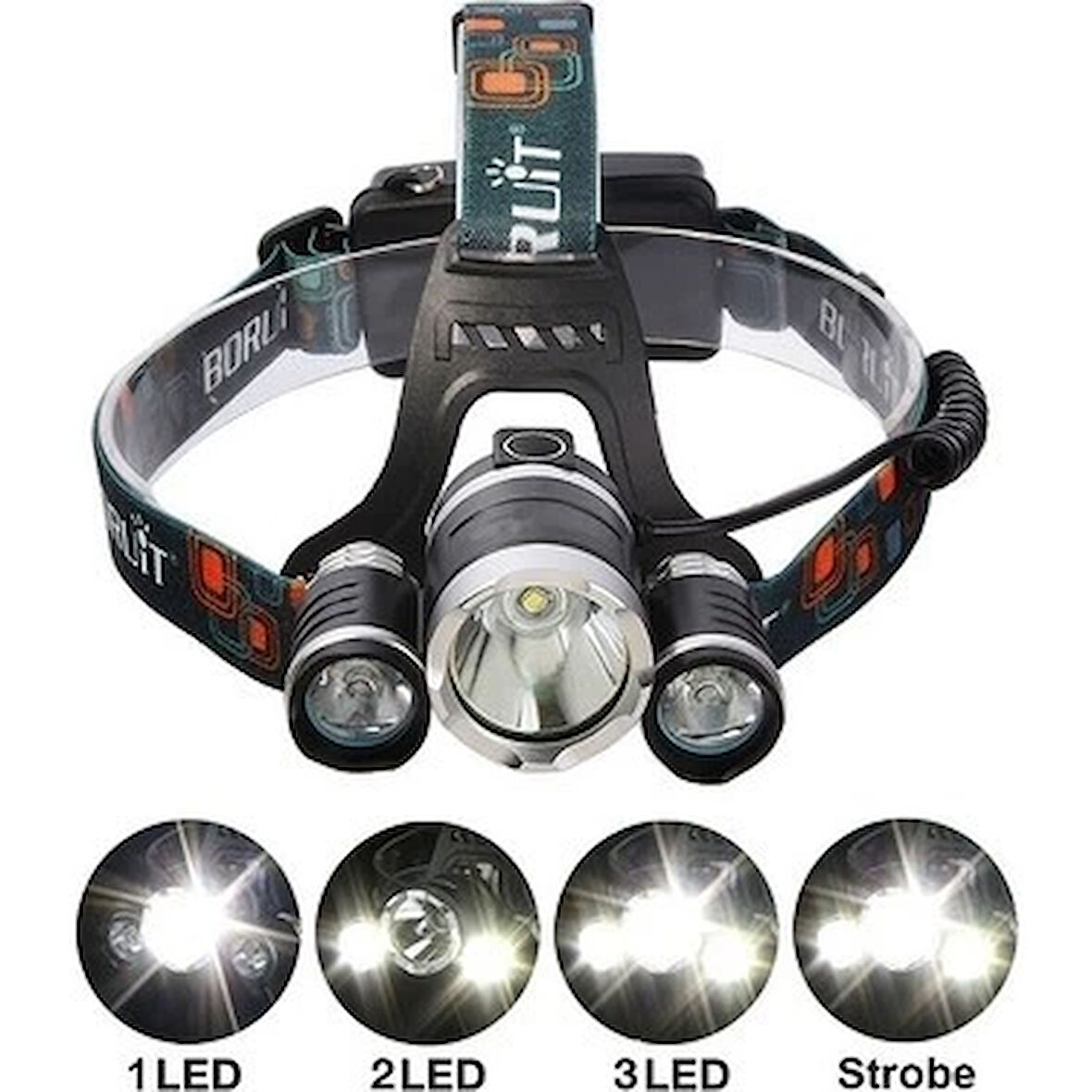 T6 Kafa Feneri 5000 Lumens 3Xcree Xm-T6+2R5 Lamba Led Kamp Lambası