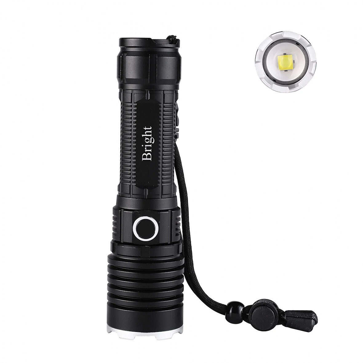 Bright Ght-5761 Xp90 Led 3 Mod Zoomlu Yağmur Suyu Geçirmez Şarjlı El Feneri 26650 Pilli