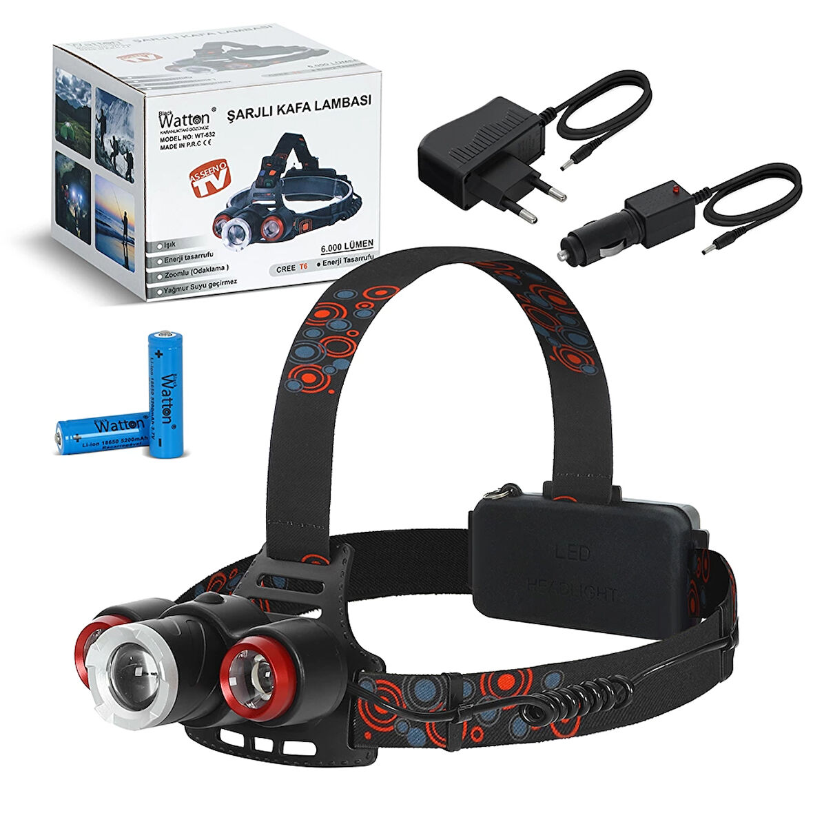 6000 Lümen Şarjlı Kafa Lambası Wt-632