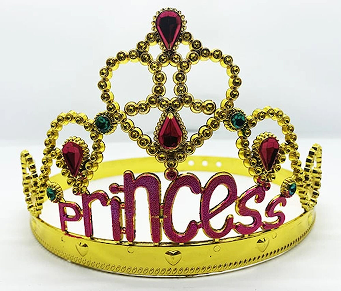Prenses Yazılı Altın Renk Ayarlanabilir Parti Tacı 60 Cm