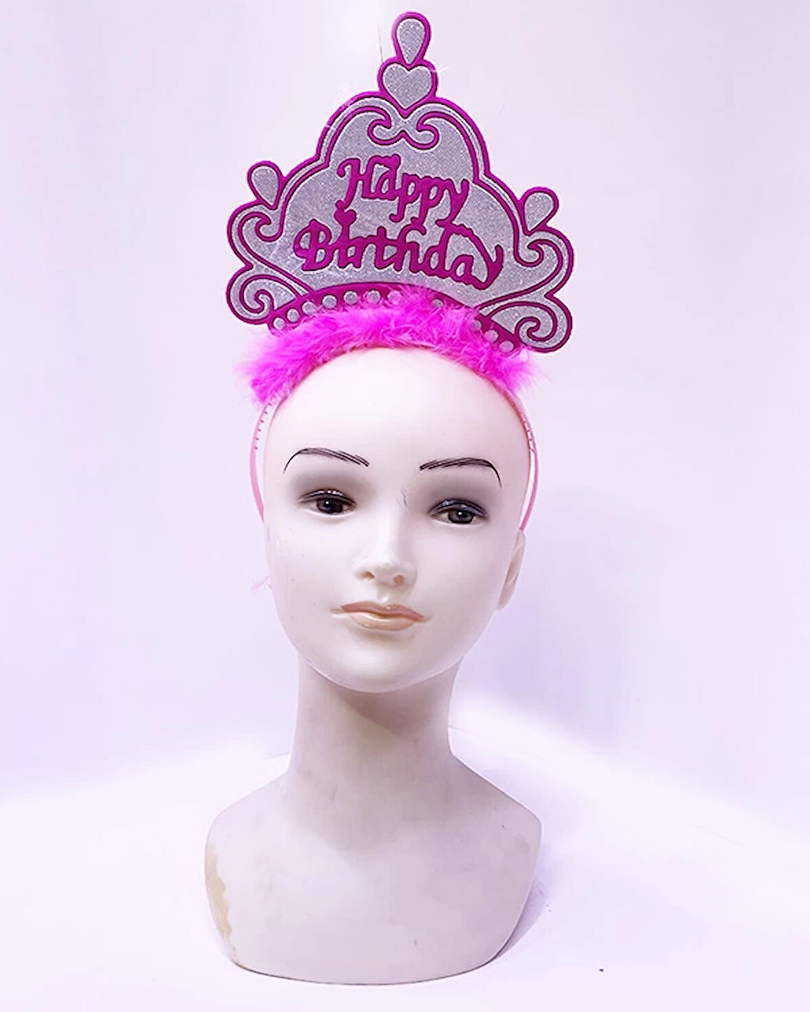 Happy Birthday Neon Pembe Renk Doğum Günü Tacı 24X15 Cm
