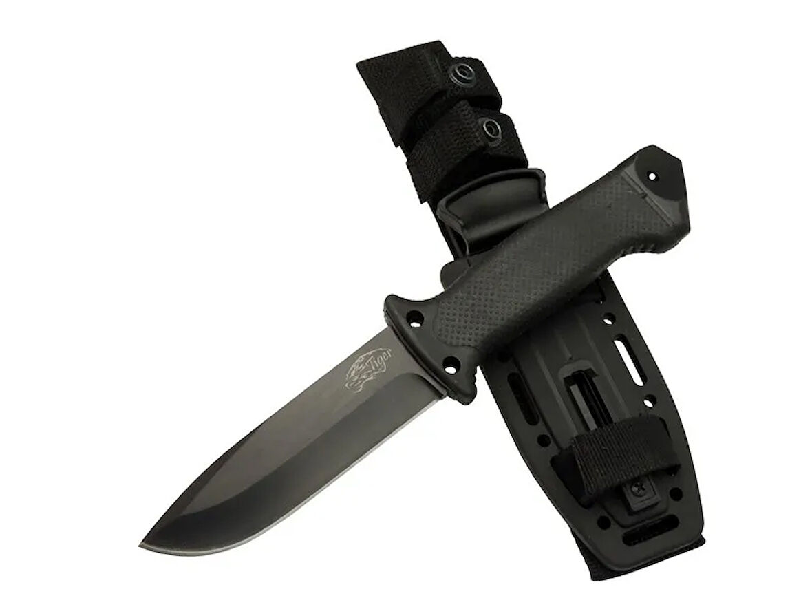 Tiger Tactical Htm 3321 A Siyah / Survival Bıçak 27Cm - Kauçuk Sap, Kılıflı, Kutulu