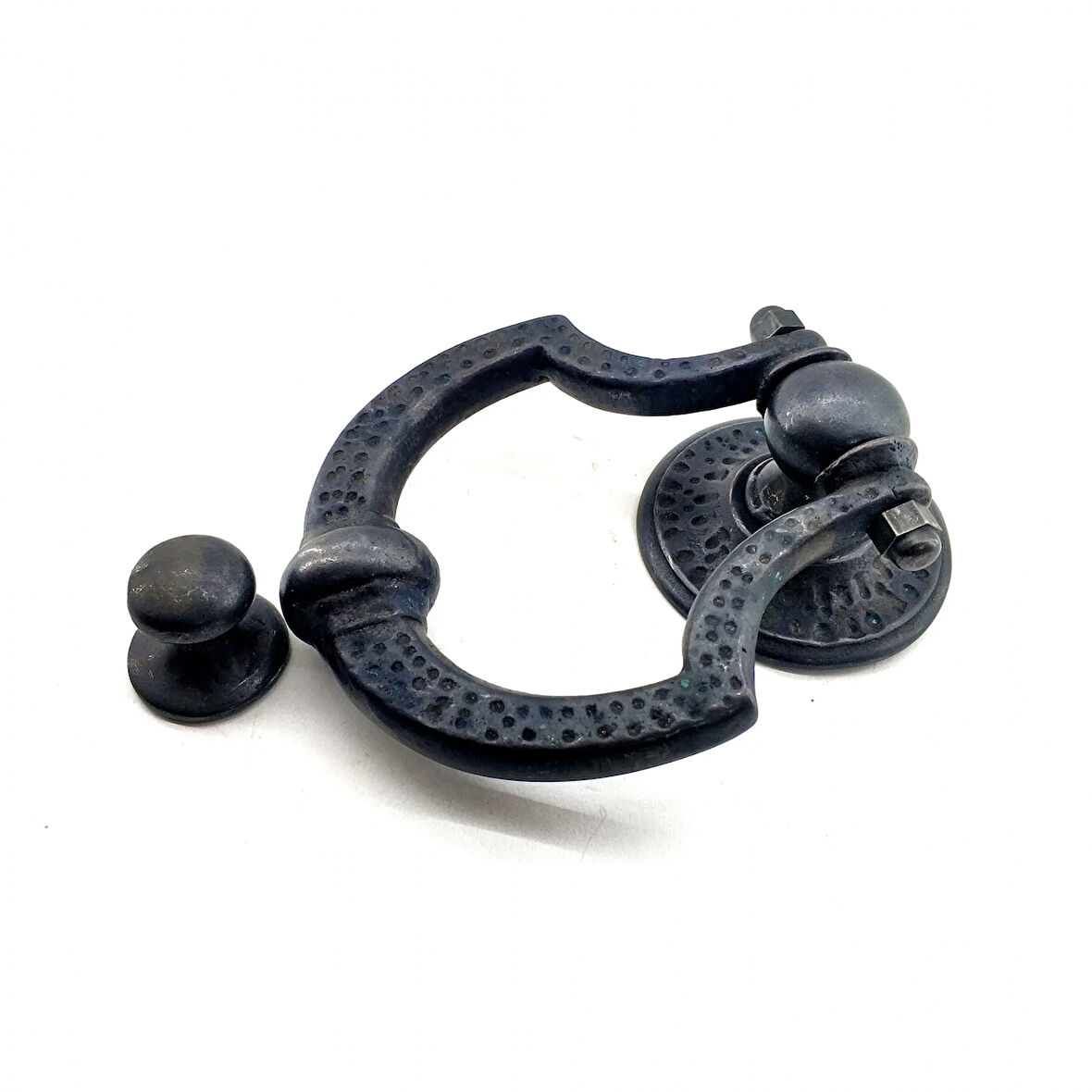 Antika Tarz Dekoratif Pirinç Dövme Kapı Tokmağı, Taktak - 150X105 Mm, Oksit
