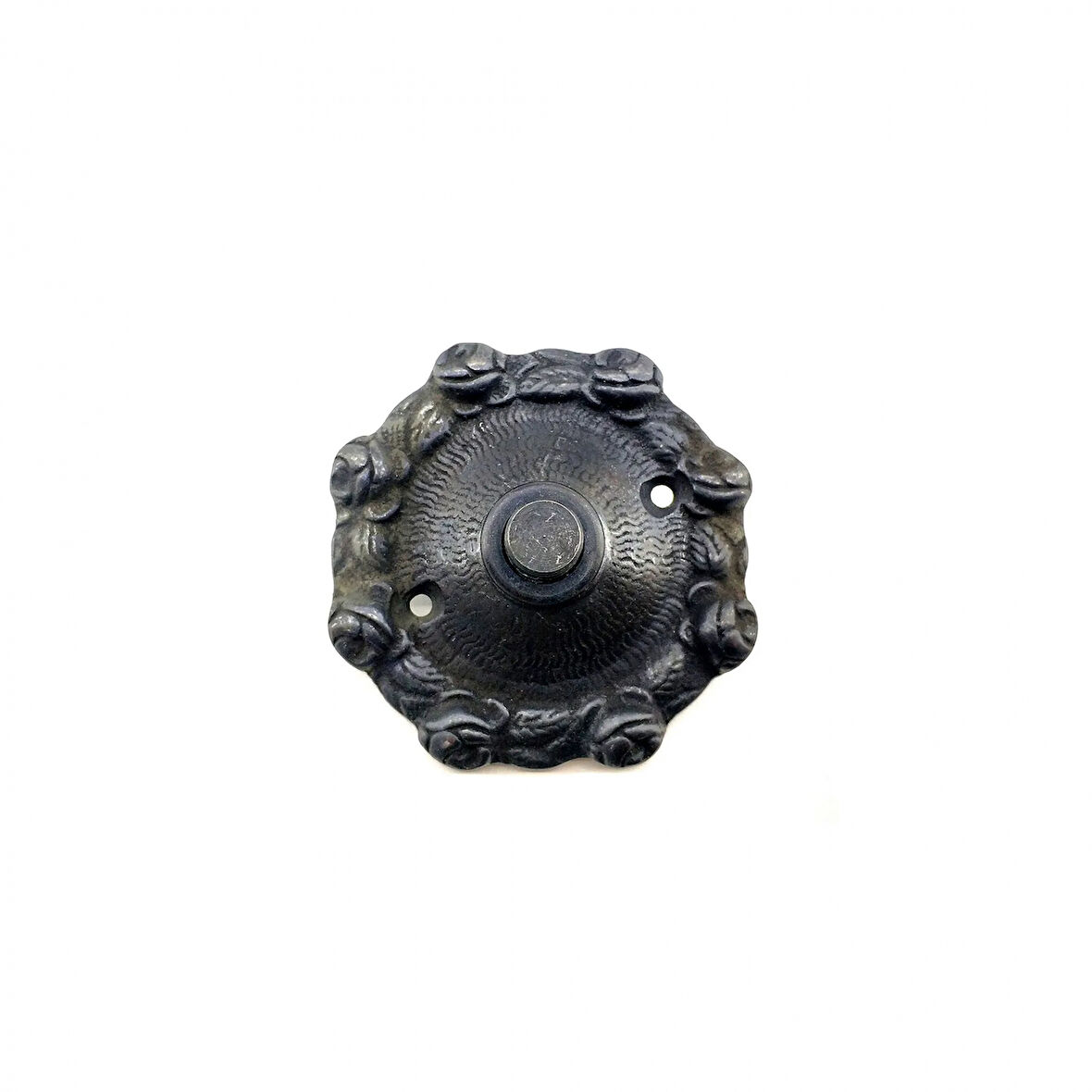 Antika Tarz Dekoratif Pirinç Güllü Kapı Zili - 75Mm, Oksit