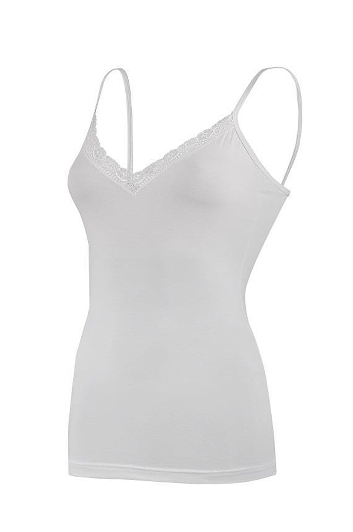 3 Adet Yıldız Kadın Modal Dantelli İp Askılı Atlet Beyaz 2225