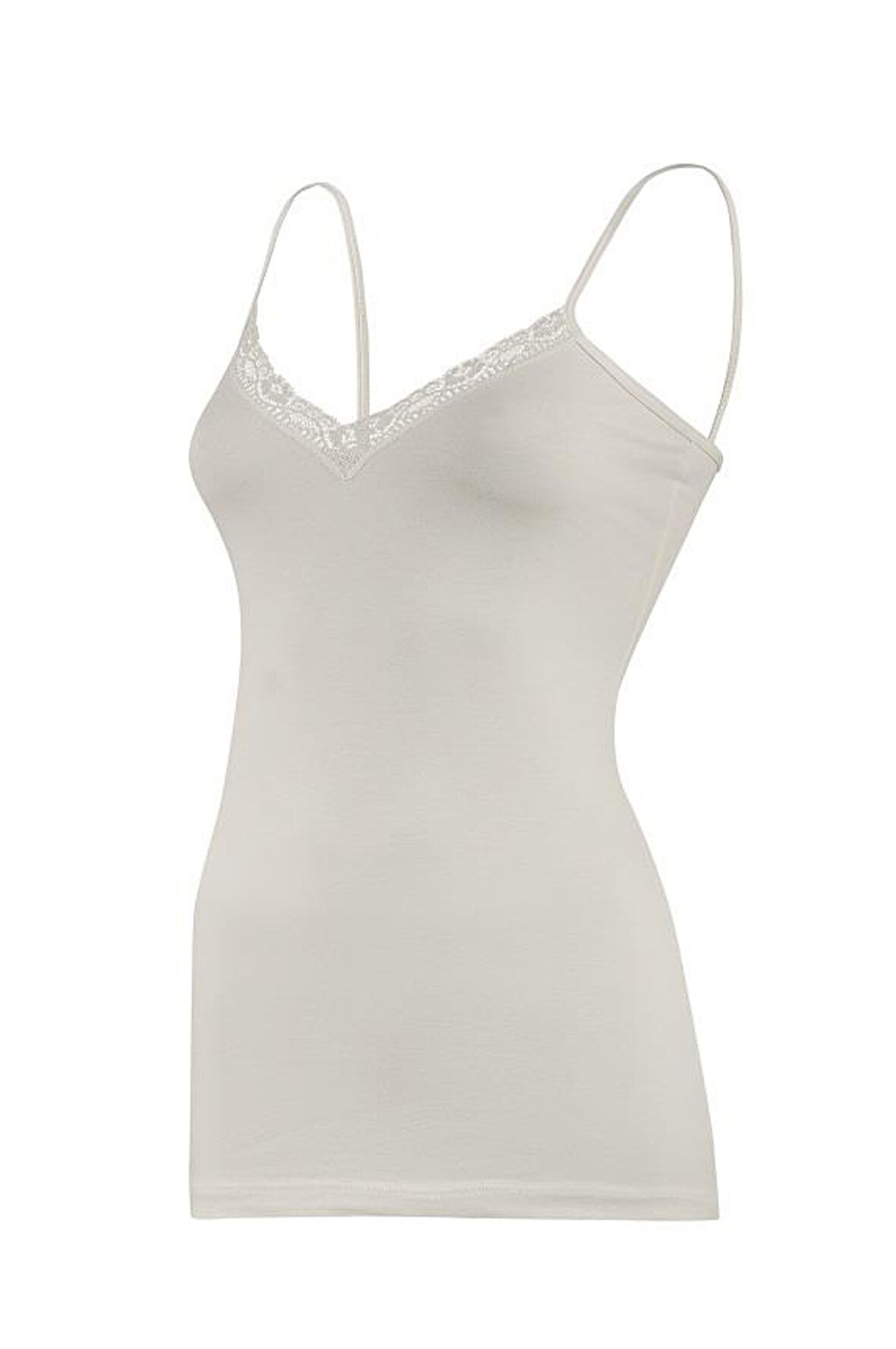 3 Adet Yıldız Kadın Modal Dantelli İp Askılı Atlet Ekru 2227