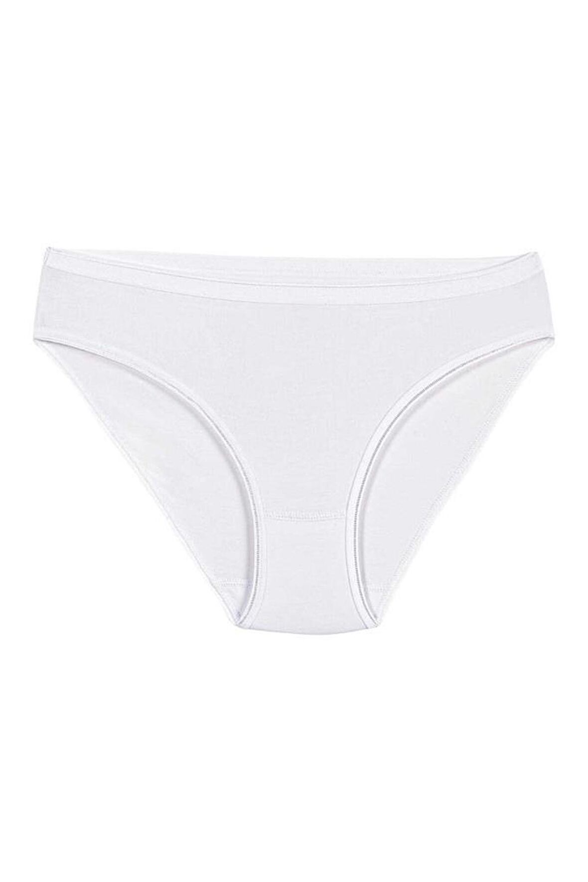 12 Adet Yıldız Kadın Likralı İz Yapmaz Bikini Külot Beyaz 3725