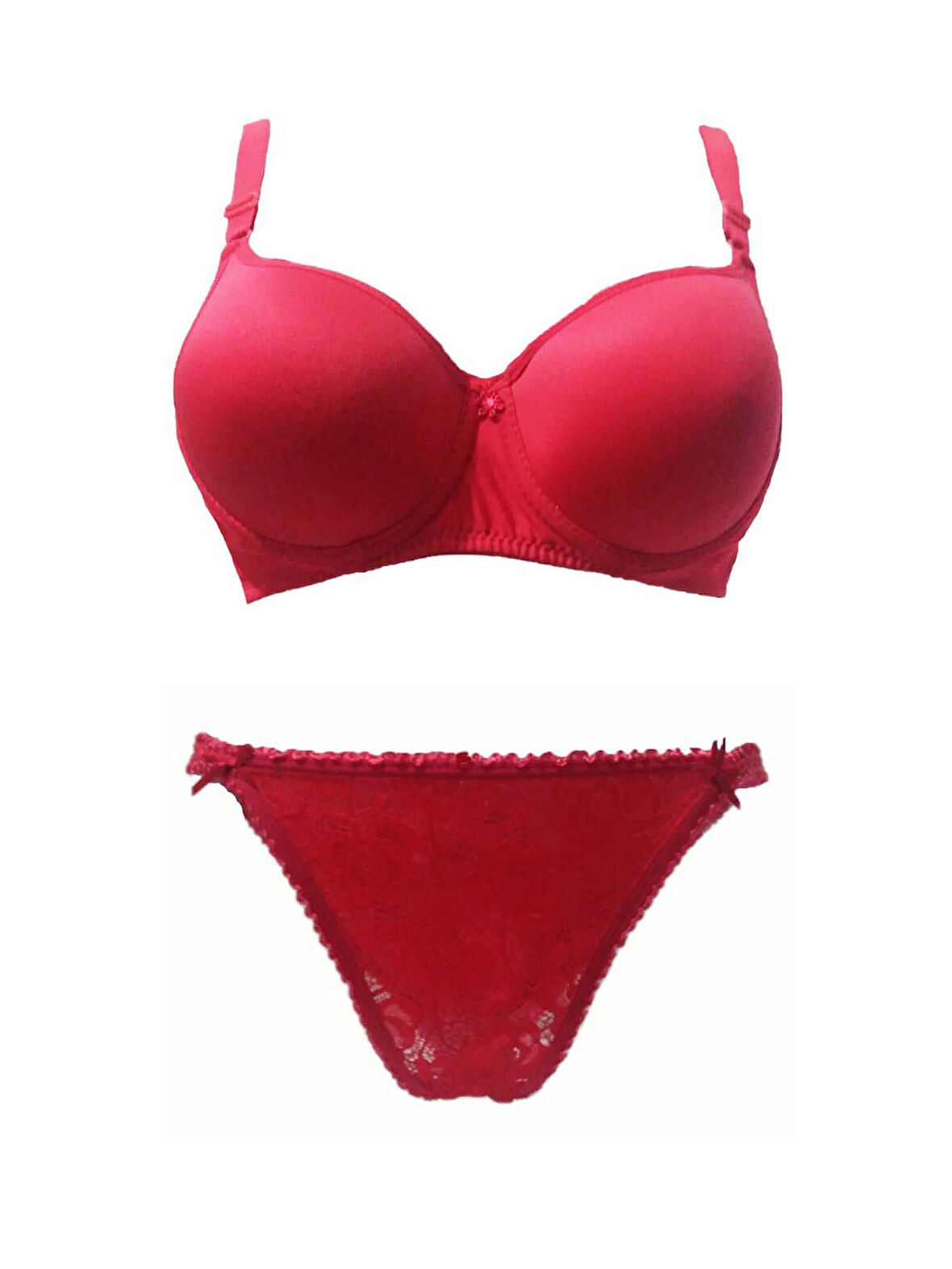 Kadın Destekli Sütyen Külot Takımı Kırmızı TK01