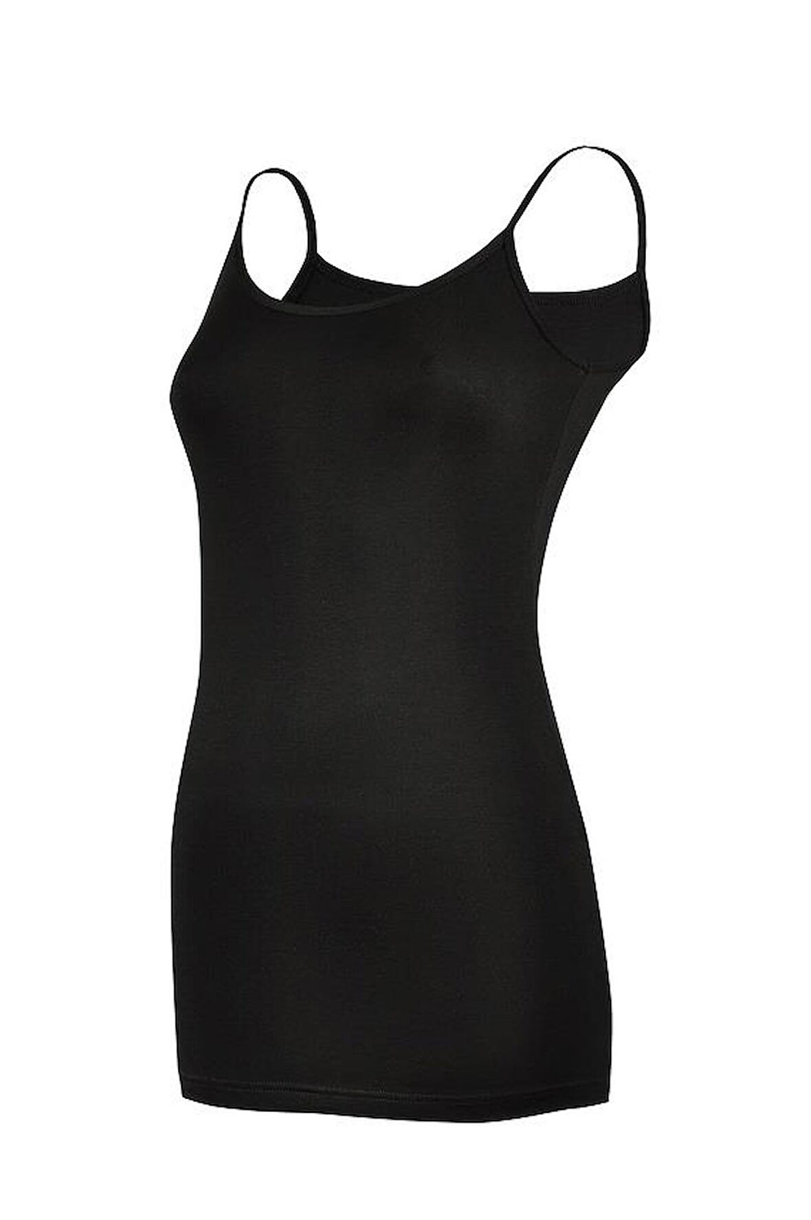 6 Adet Yıldız Modal Kadın Likralı İp Askılı Uzun Atlet Siyah 2266