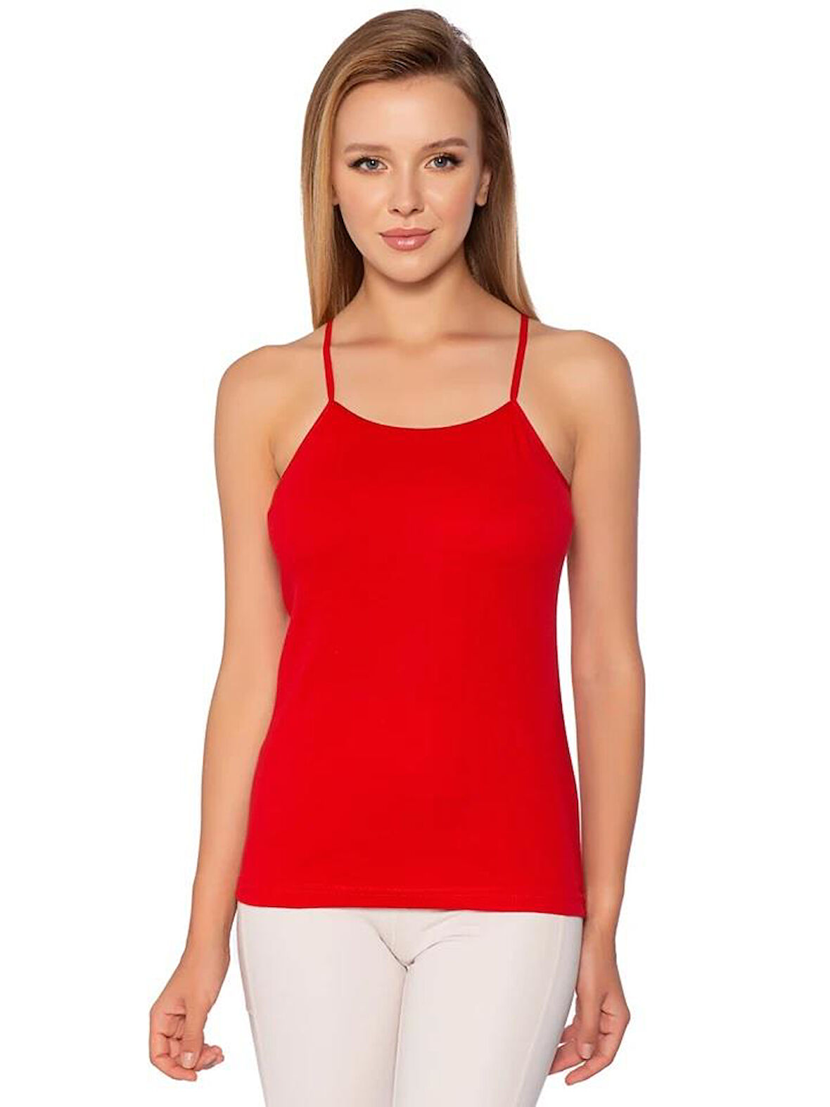 6 Adet Gümüş Kadın Renkli Ribana Düz Biye İp Askılı Atlet 4023