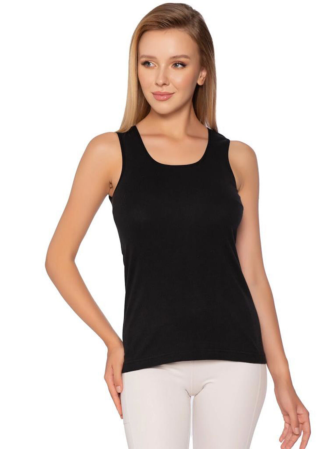 6 Adet Gümüş Kadın Renkli Ribana Düz Biye Geniş Askılı Atlet 4024