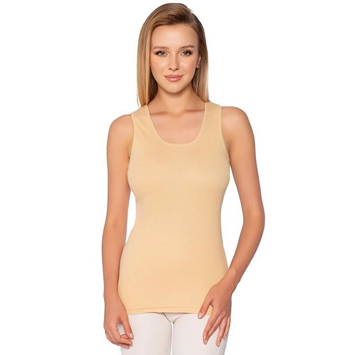 6 Adet Gümüş Kadın Renkli Ribana Düz Biye Geniş Askılı Atlet 4024