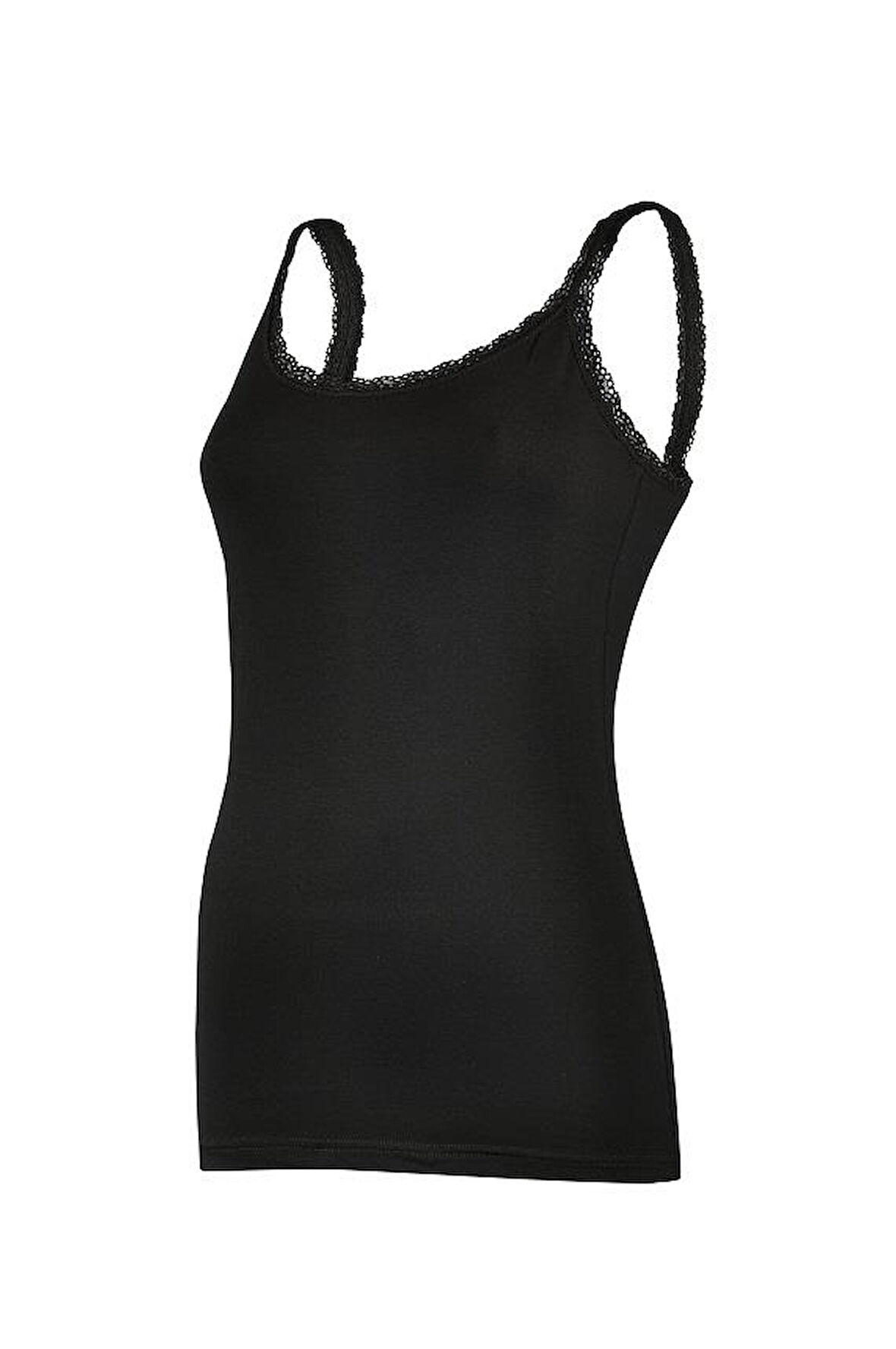 3 Adet Yıldız Kadın Likralı İnce Dantelli Askılı Atlet Siyah 2271