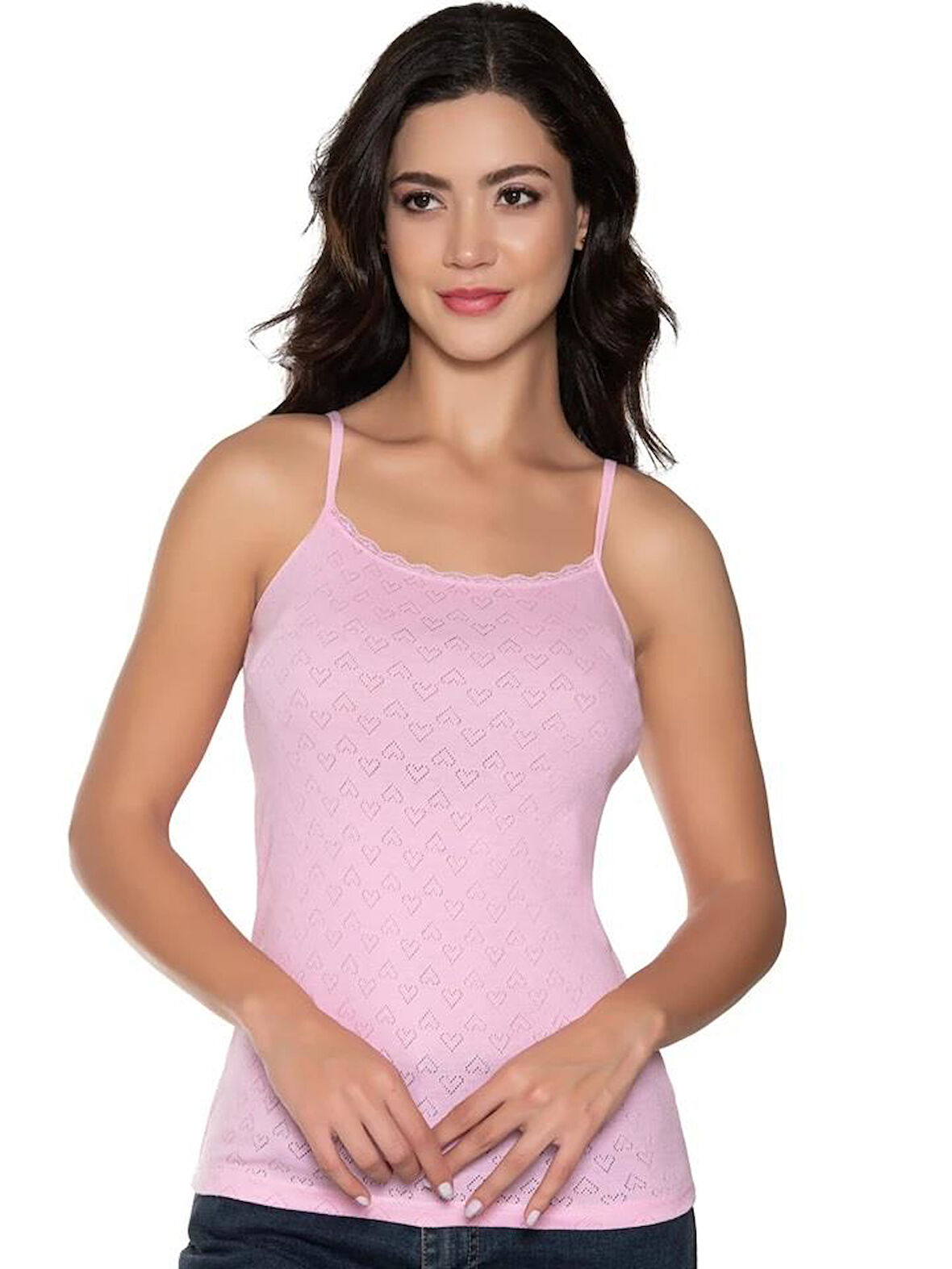 6 Adet Gümüş Kadın Jakarlı İp Askılı Atlet 3080