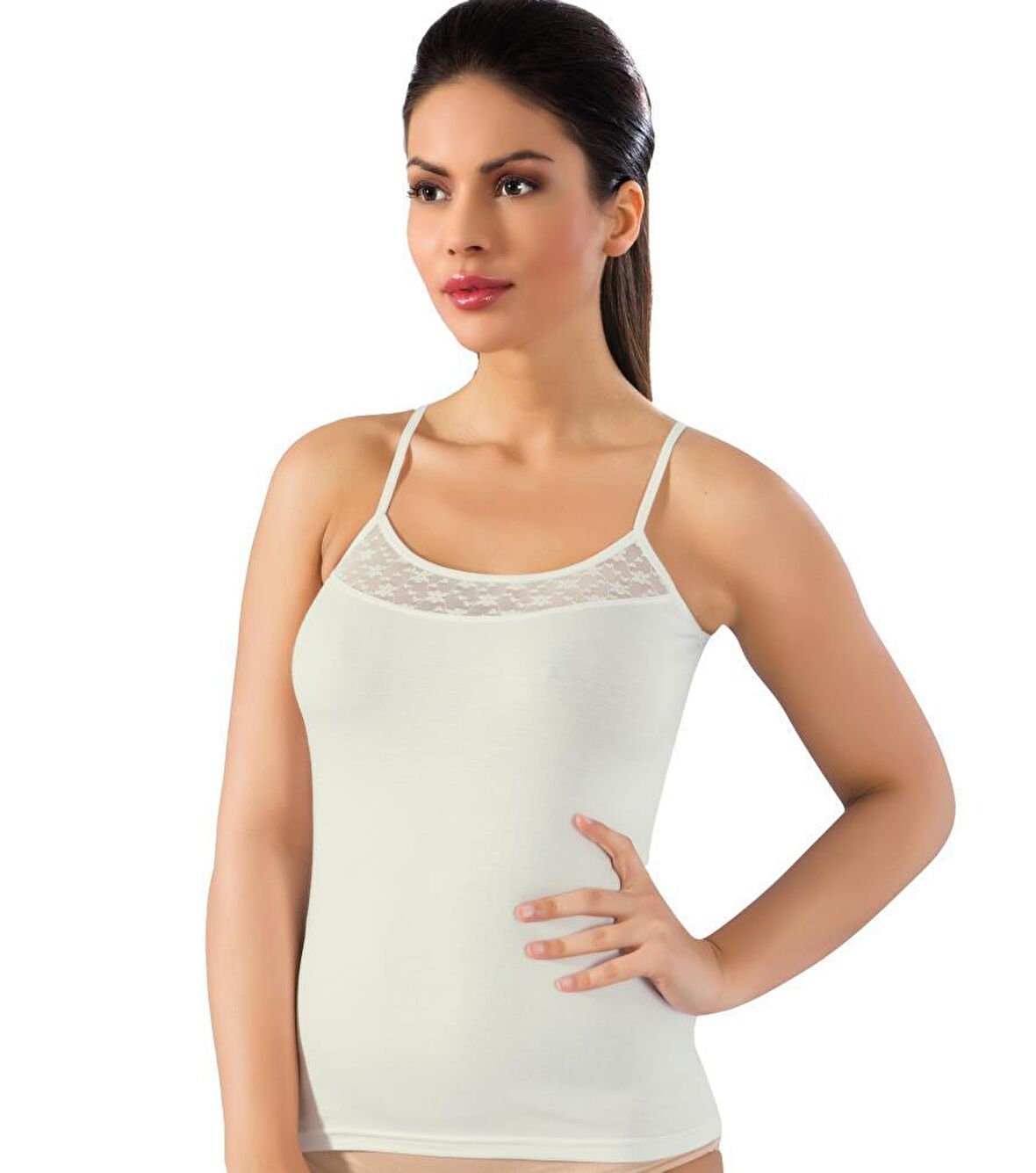 Lüx Drm Kadın Bambu Likralı Dantelli İp Askılı Atlet 3610