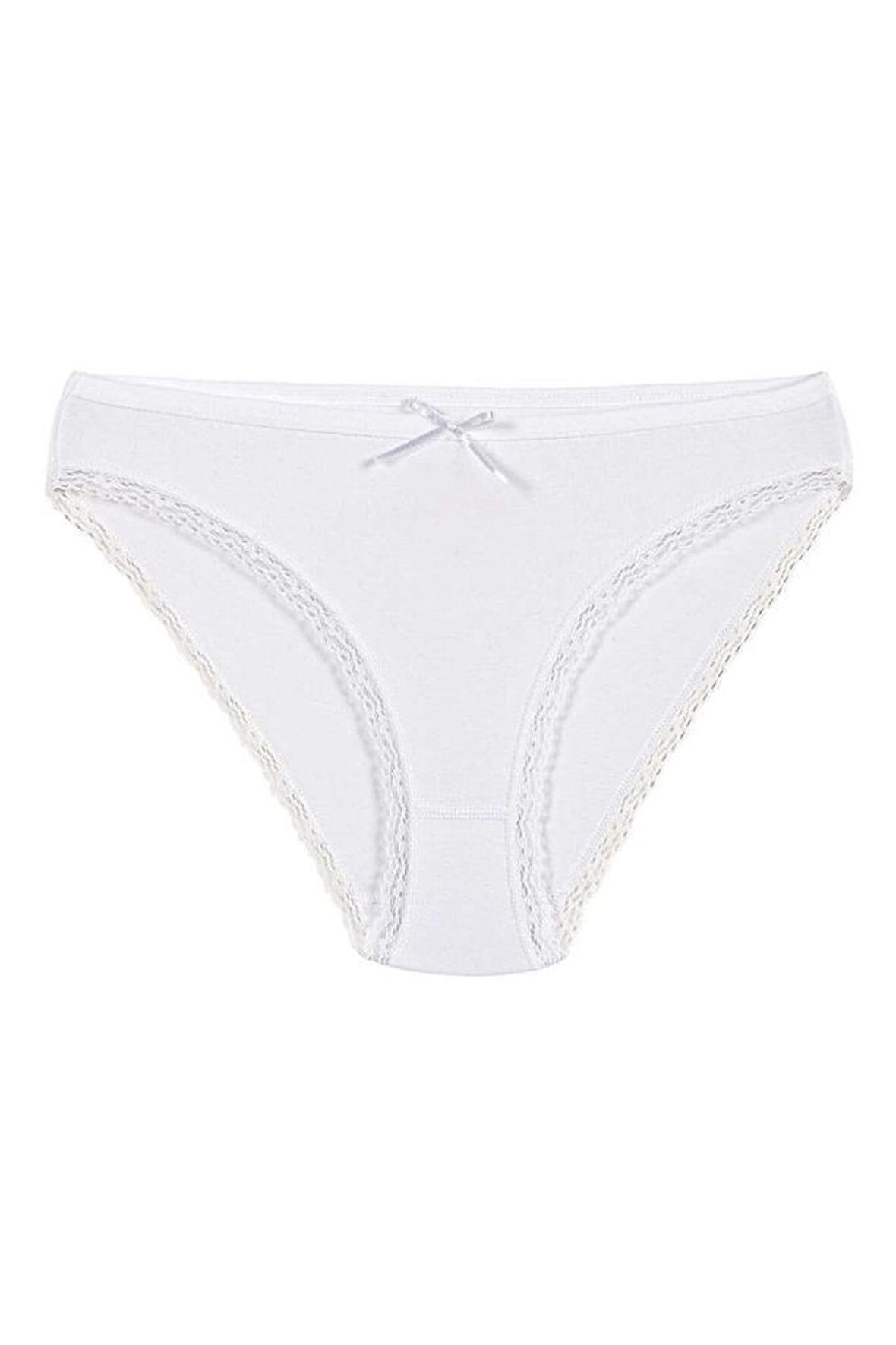 12 Adet Yıldız Bayan Likralı Dantelli Bikini Külot Beyaz 3790