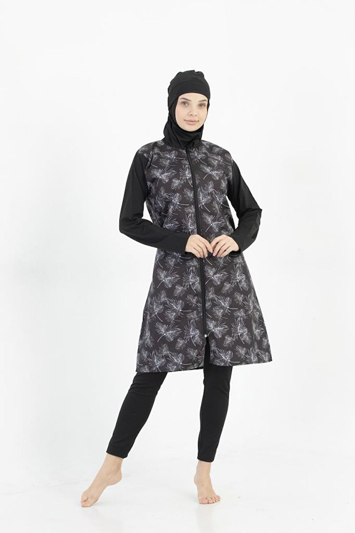 Form Angel Bayan Desenli Tam Kapalı Tesettür Mayo 1800-40