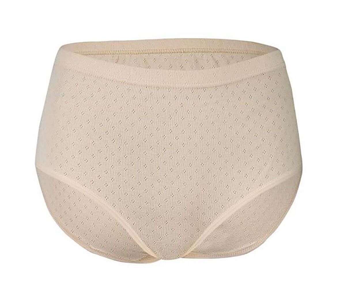 12 Adet Yıldız Kadın Ribana Desenli Yüksek Bel Külot Ten 3907