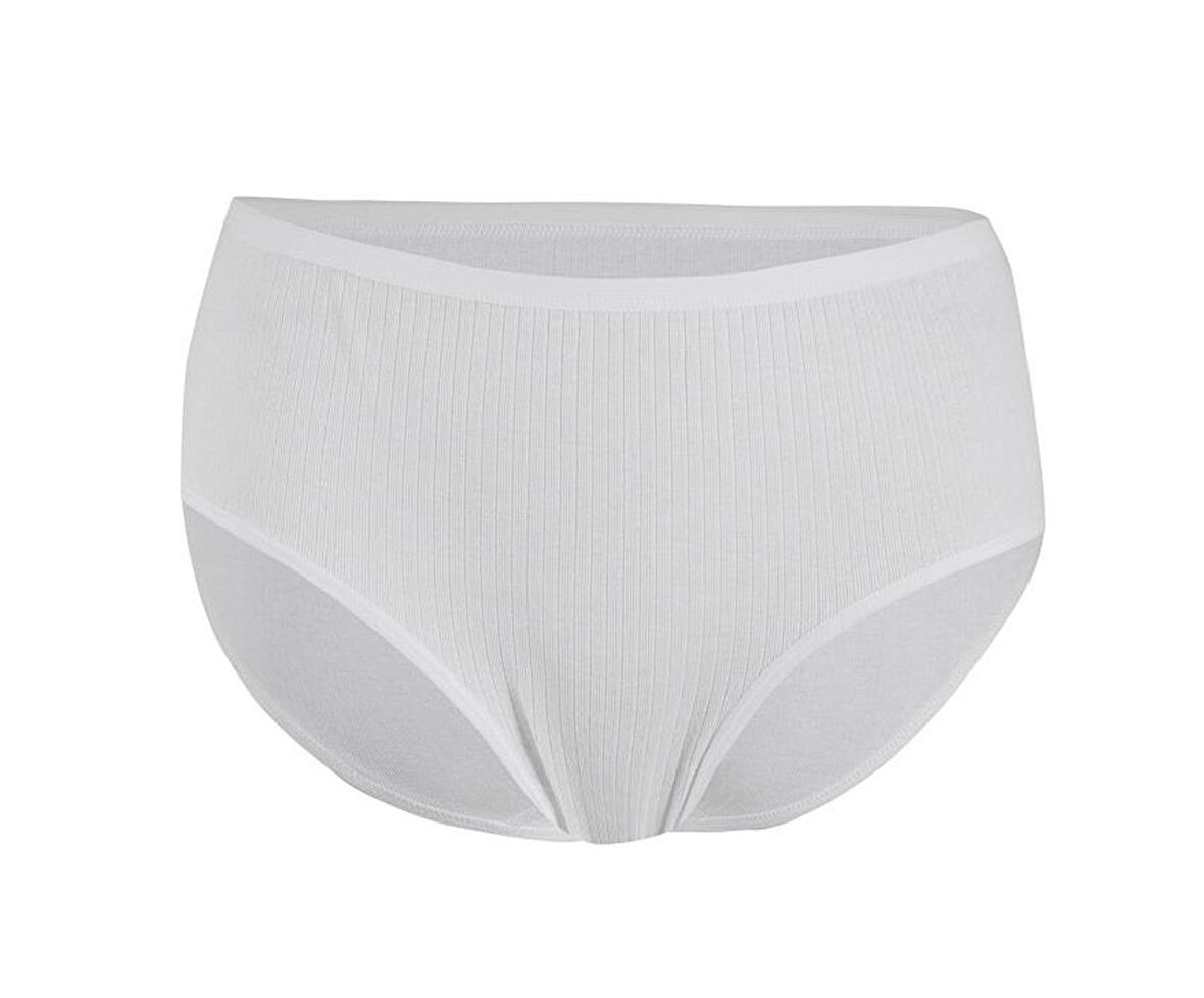 12 Adet Yıldız Çizgili Kadın Ribana Biyeli Bato Külot Beyaz 3585