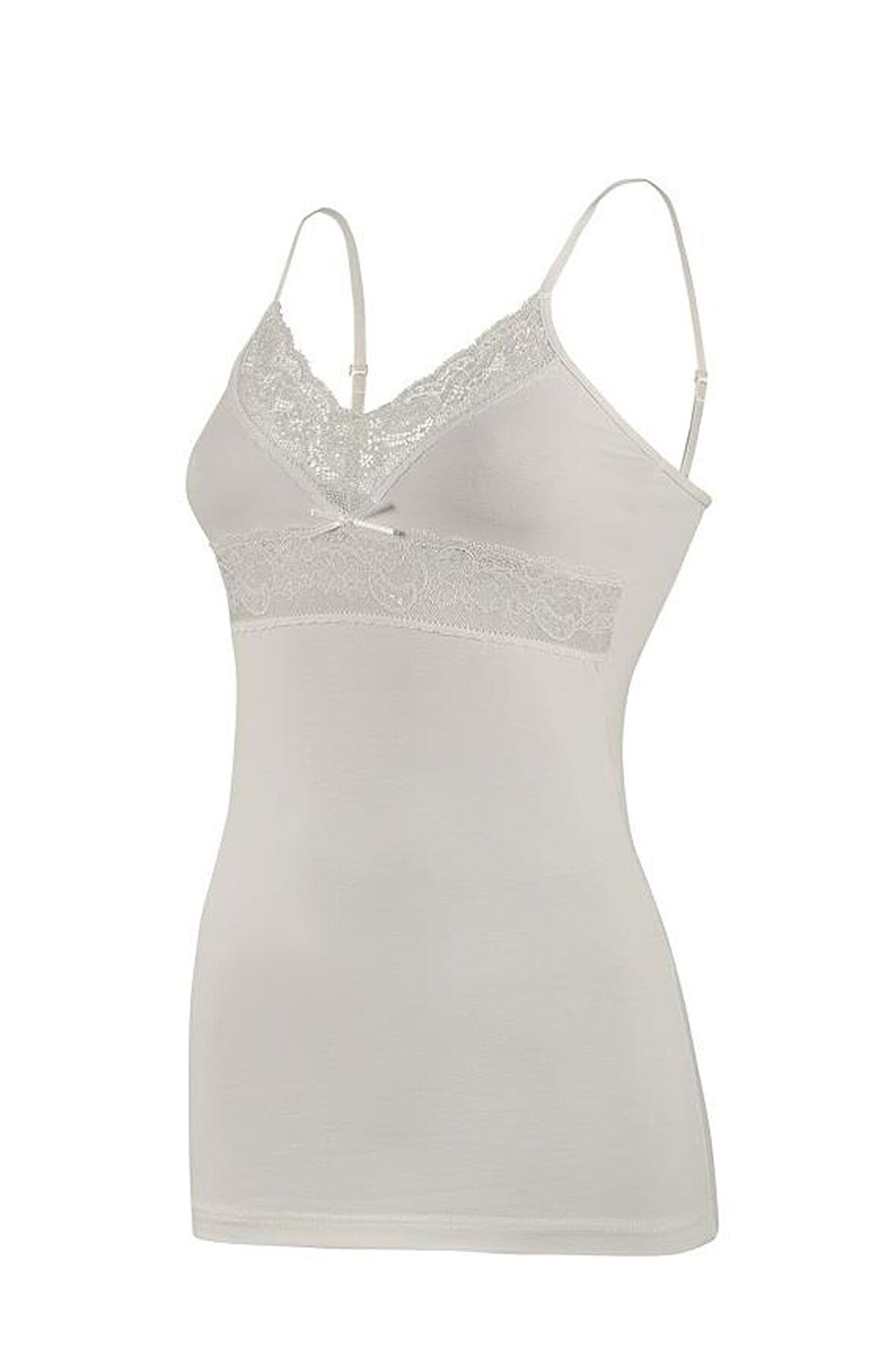 6 Adet Yıldız Kadın Likralı Dantelli Ayar Askılı Atlet Ekru 2292