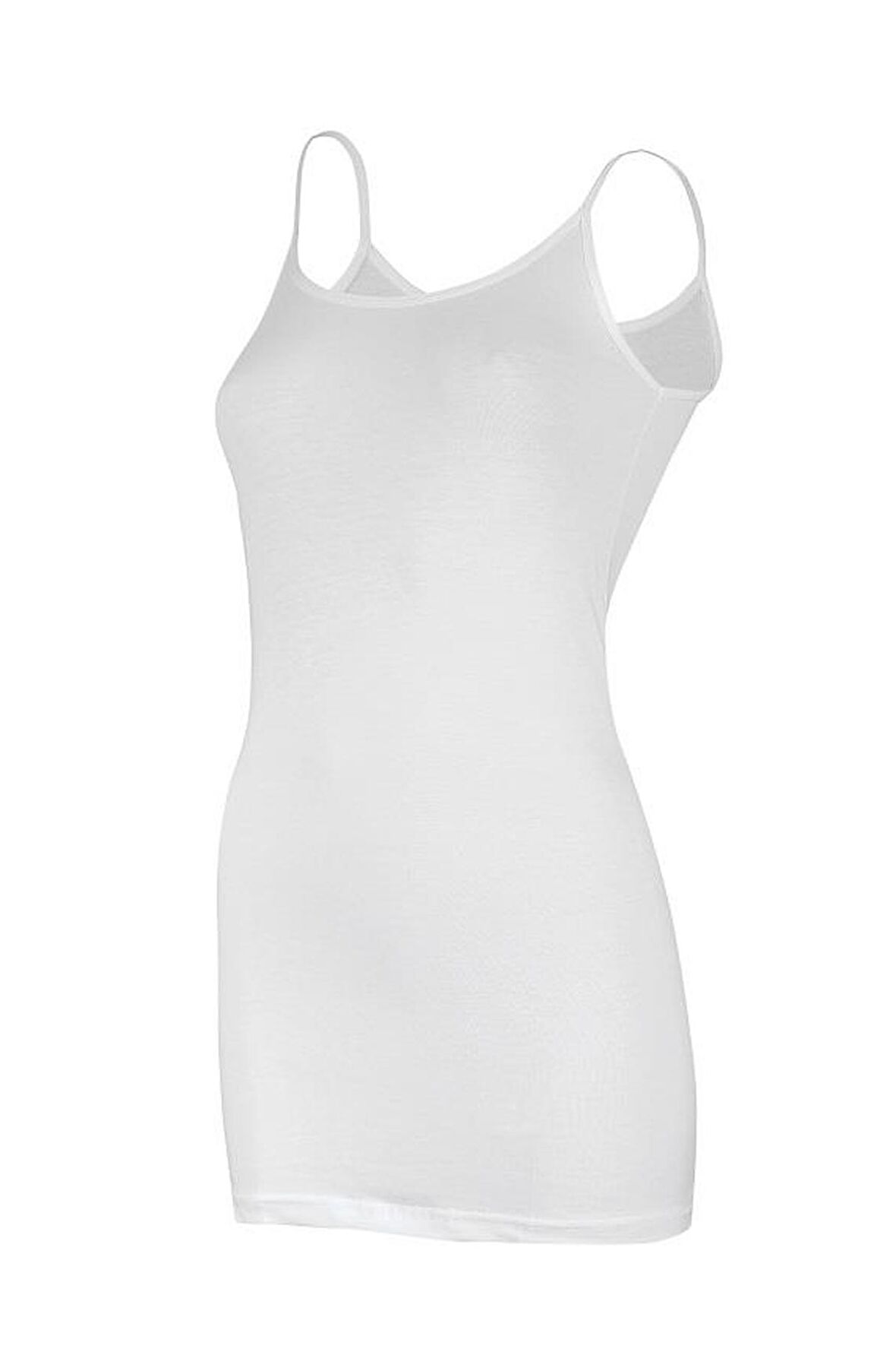 6 Adet Yıldız Modal Kadın Likralı İp Askılı Uzun Atlet Beyaz 2265