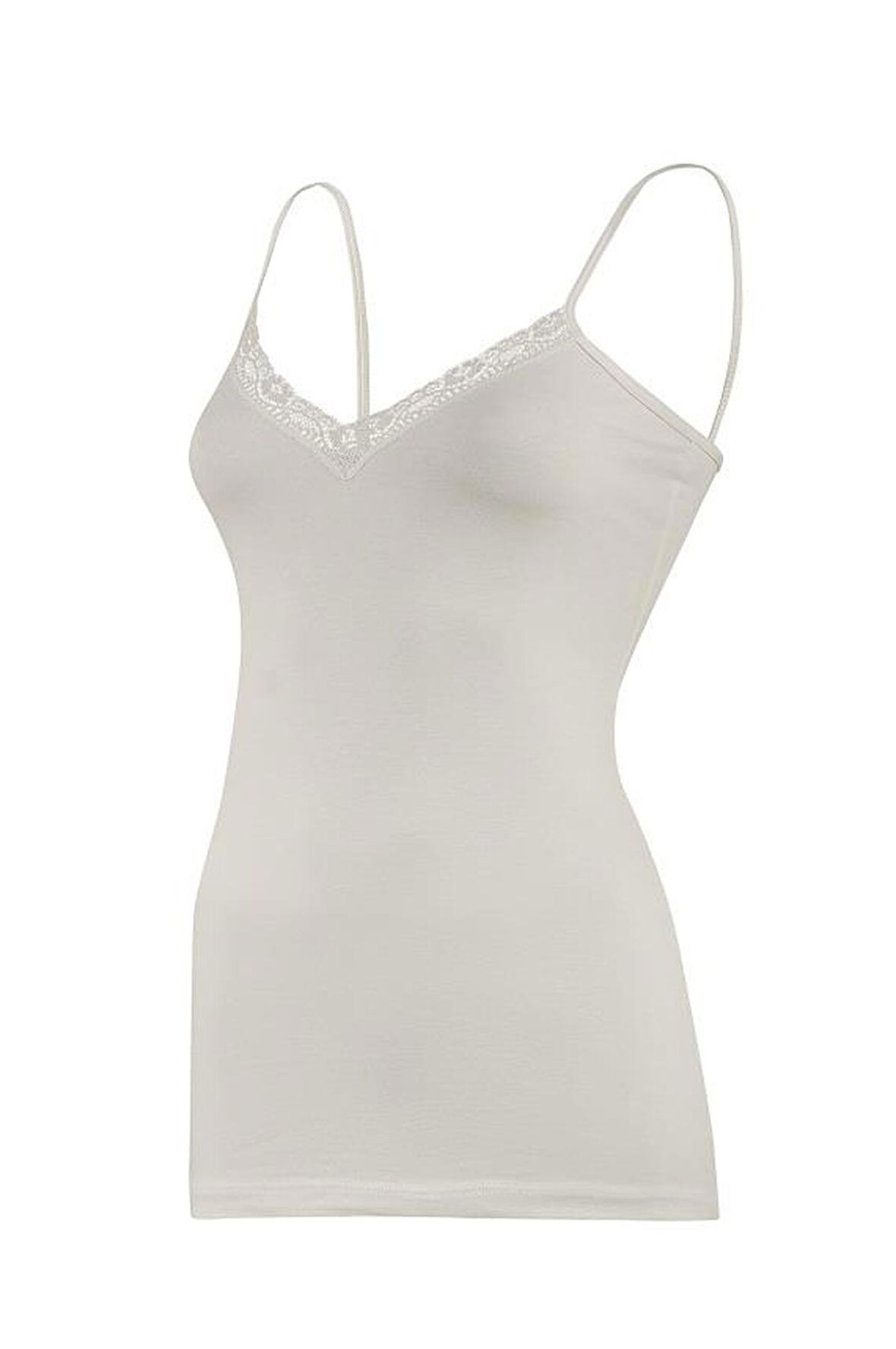 6 Adet Yıldız Kadın Modal Dantelli İp Askılı Atlet Ekru 2227