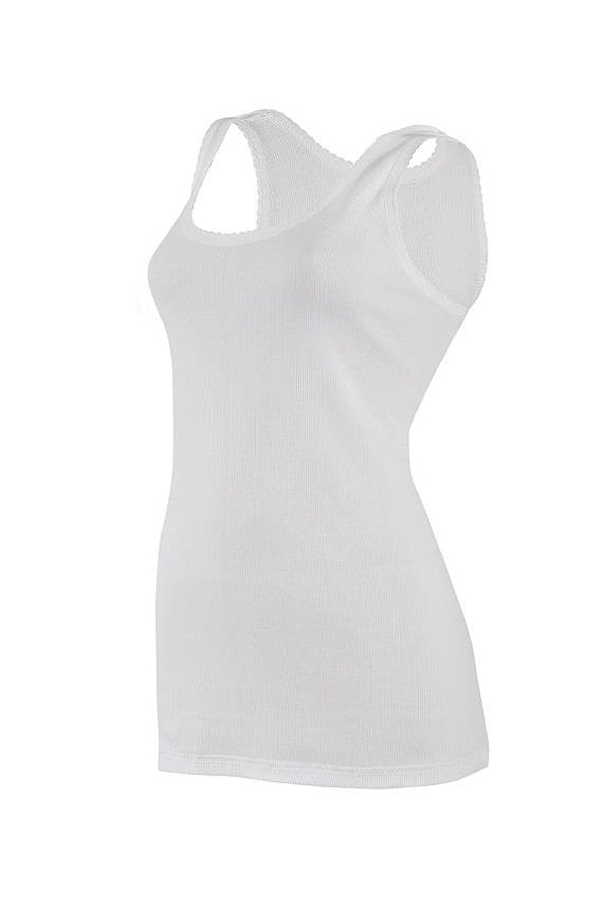 6 Adet Yıldız Kadın Kaşkorse Oyalı Geniş Askılı Atlet Beyaz 2056