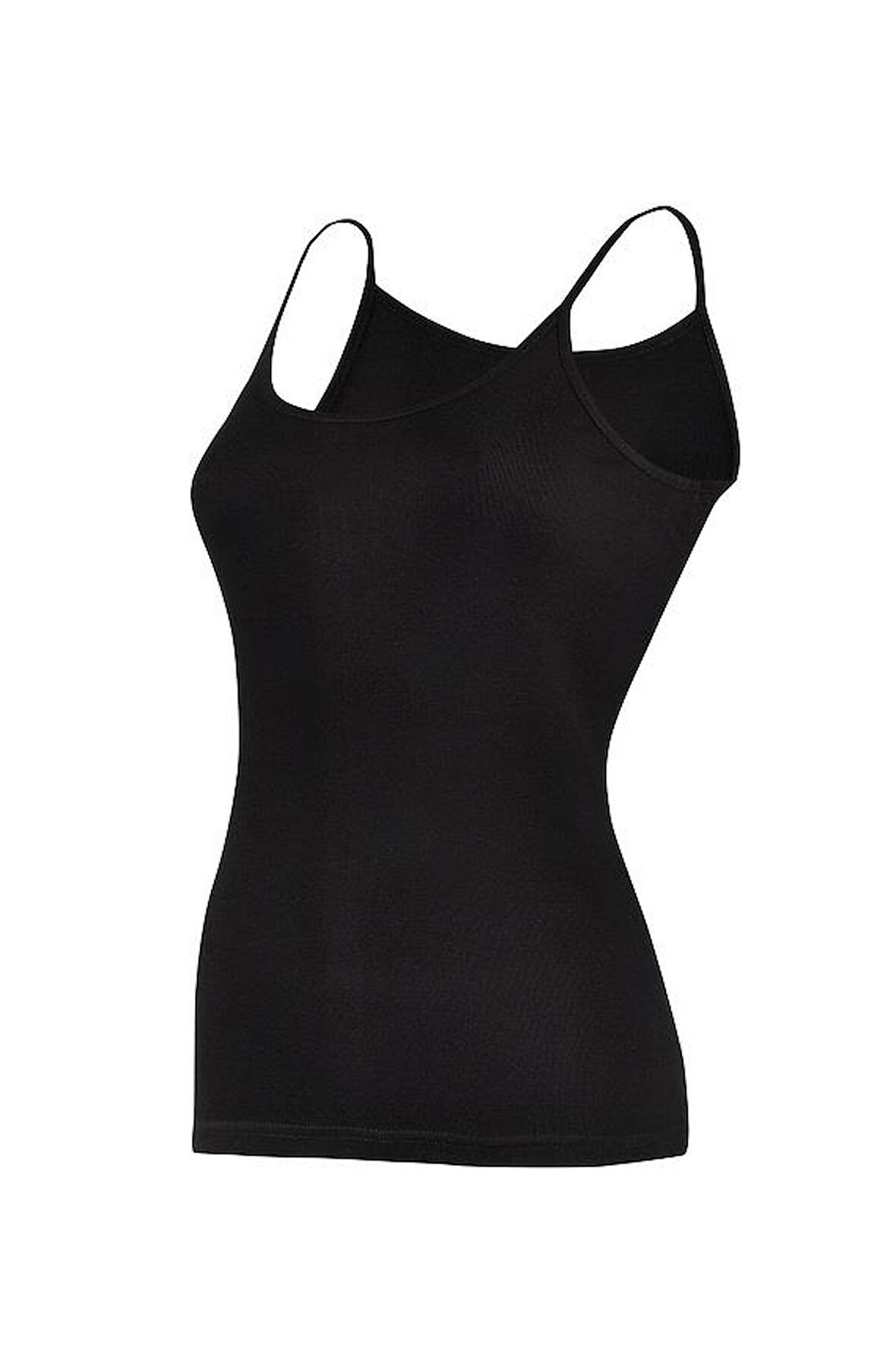 6 Adet Yıldız Kadın Ribana Biyeli İp Askılı Atlet Siyah 2047