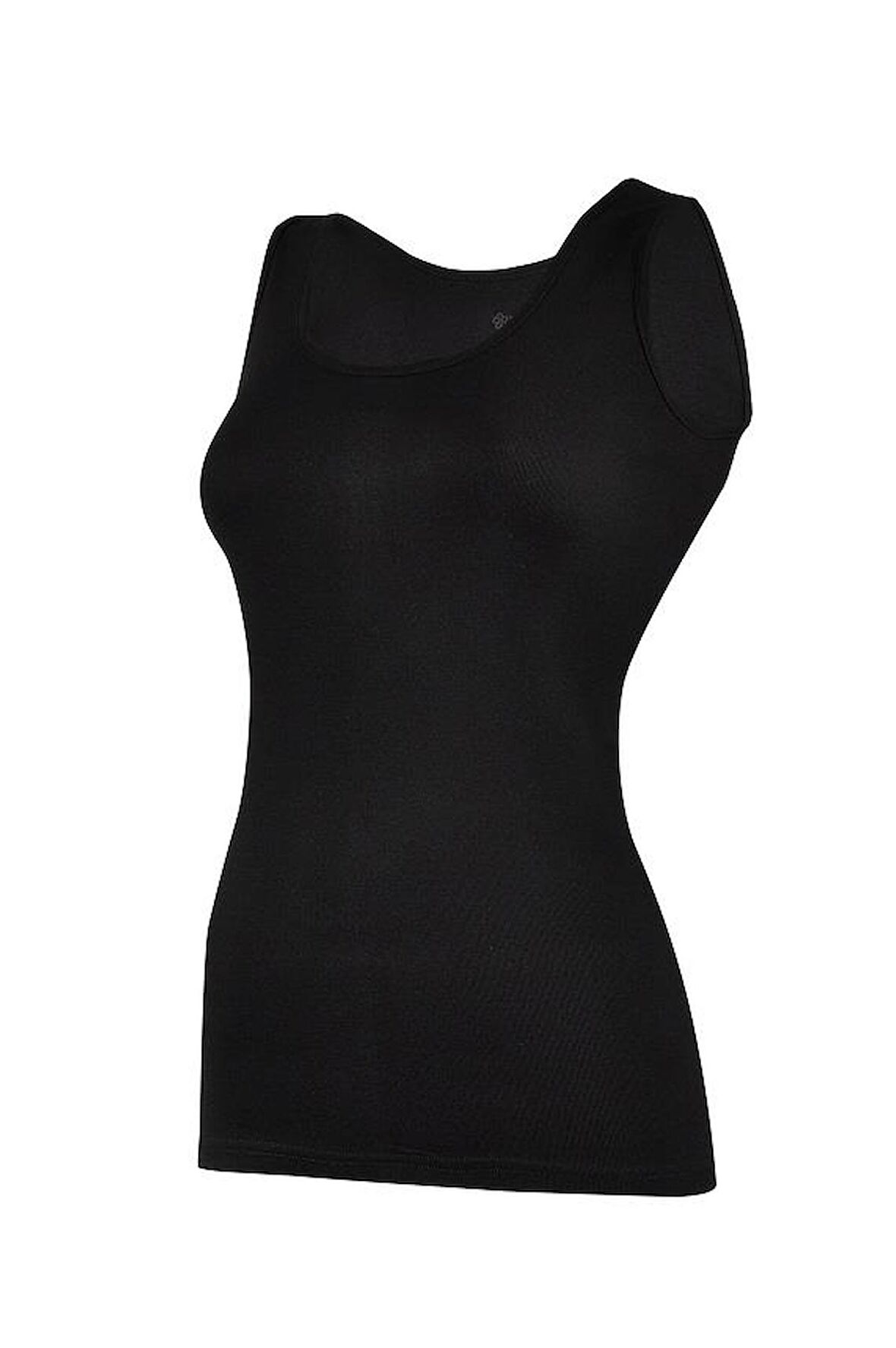 6 Adet Yıldız Kadın Ribana Biyeli Geniş Askılı Atlet Siyah 2038